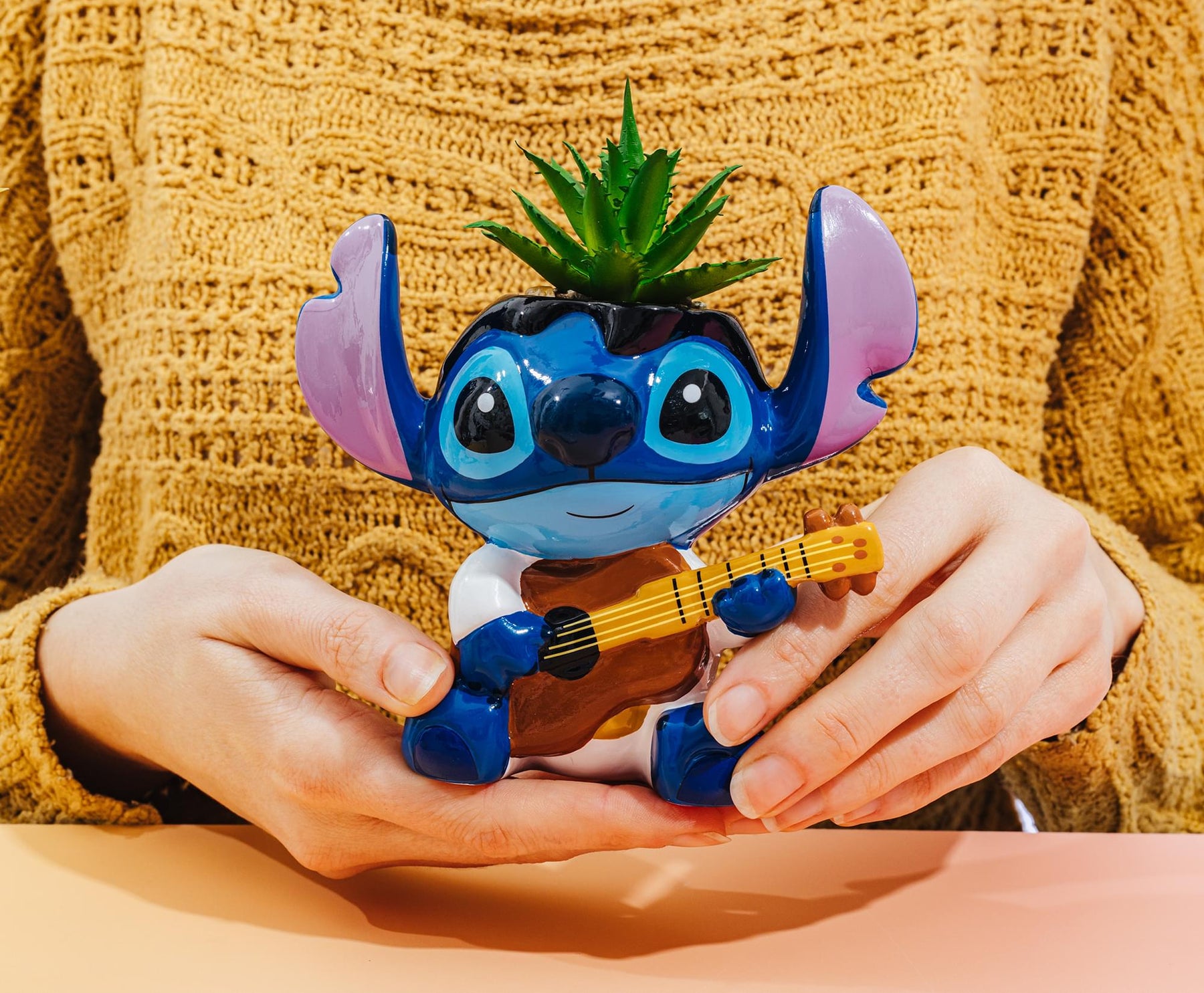 Disney Lilo & Stitch Elvis 6-Inch Ceramic Mini Planter With Artificial Succulent