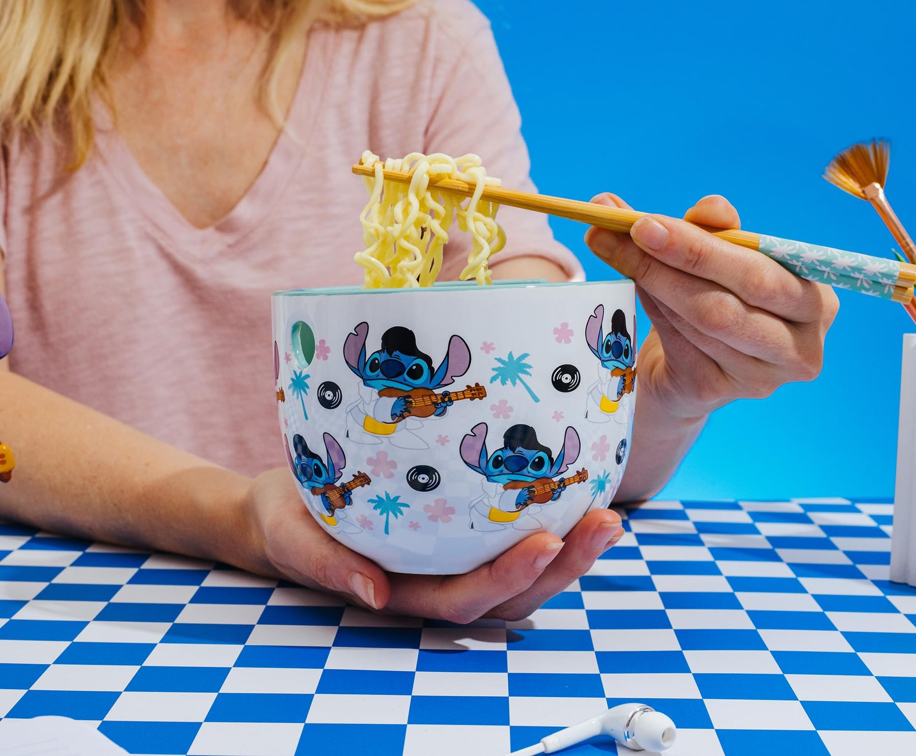 Disney Lilo & Stitch Elvis Stitch 20-Ounce Ceramic Ramen Bowl and Chopstick Set
