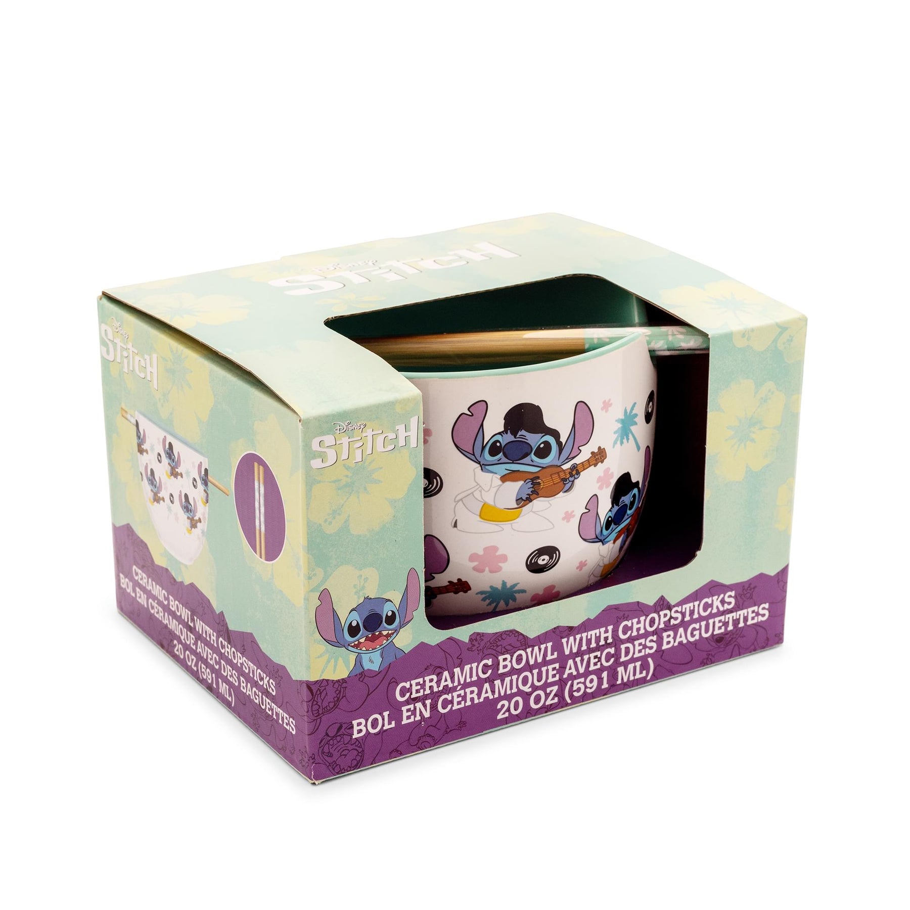 Disney Lilo & Stitch Elvis Stitch 20-Ounce Ceramic Ramen Bowl and Chopstick Set