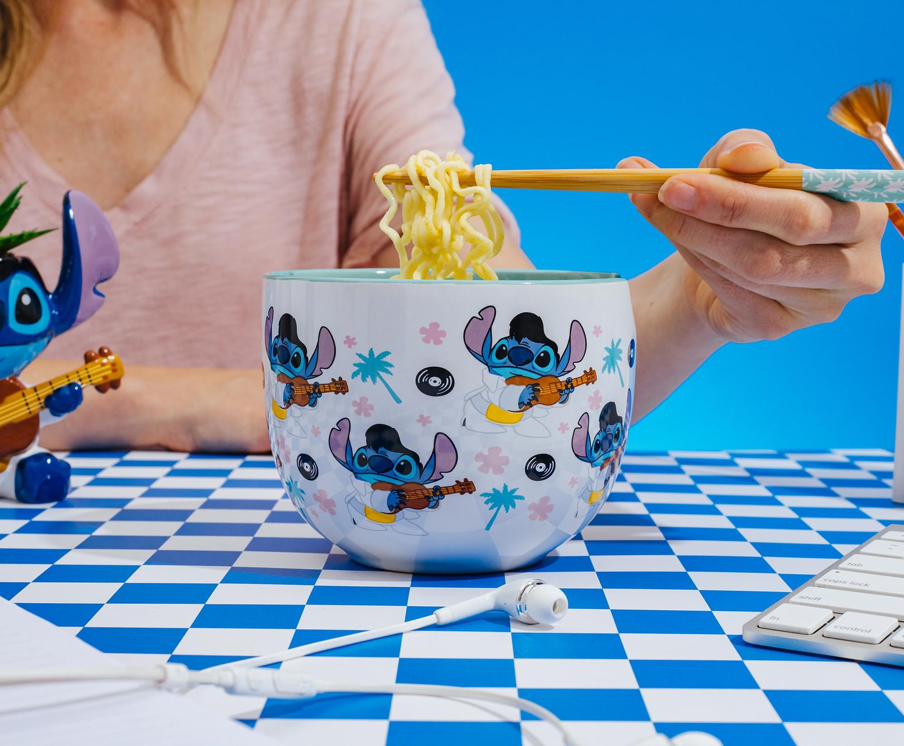 Disney Lilo & Stitch Elvis Stitch 20-Ounce Ceramic Ramen Bowl and Chopstick Set