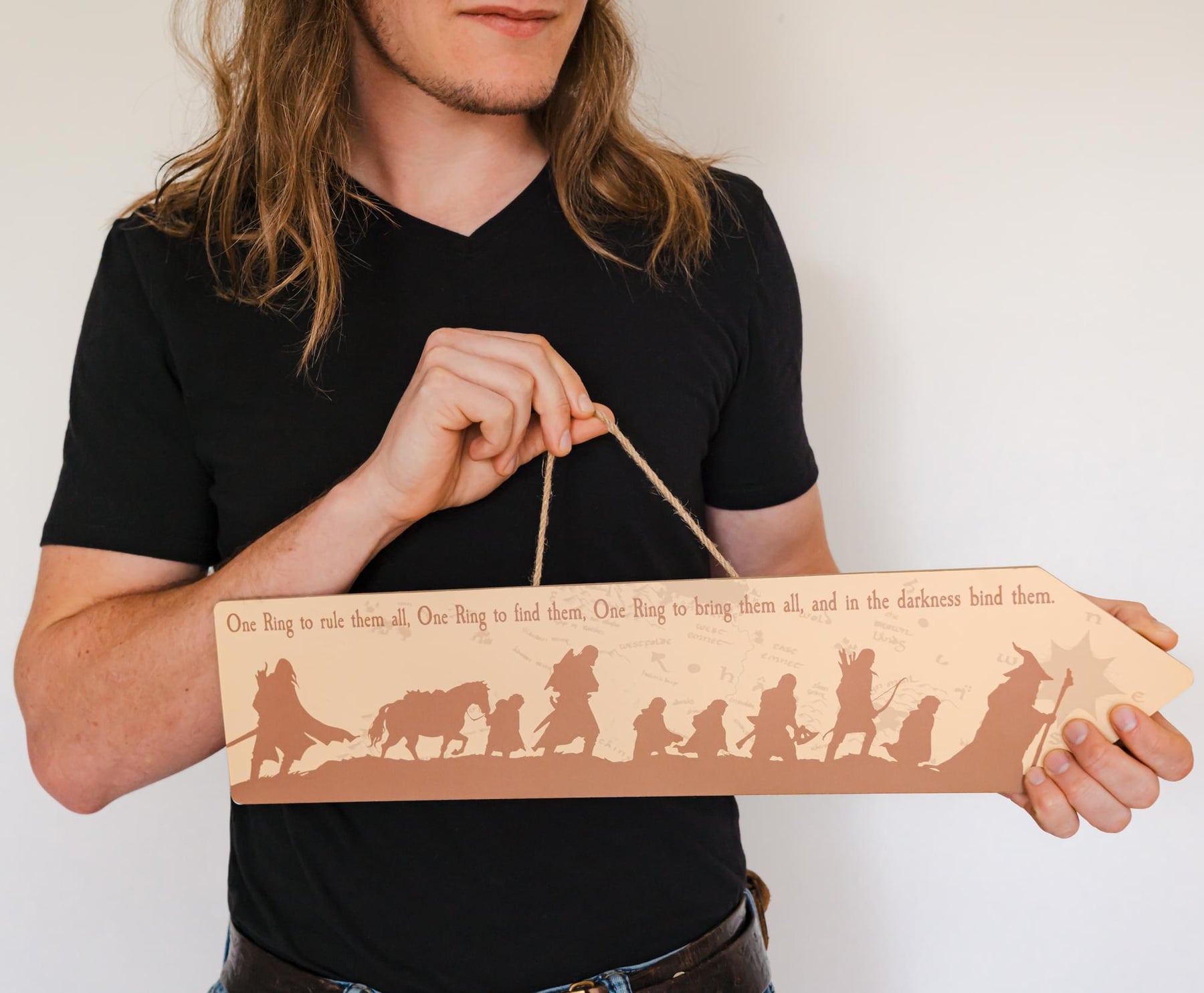 The Lord Of The Rings The Fellowship Framed Wooden Sign | 20 x 5 Inches