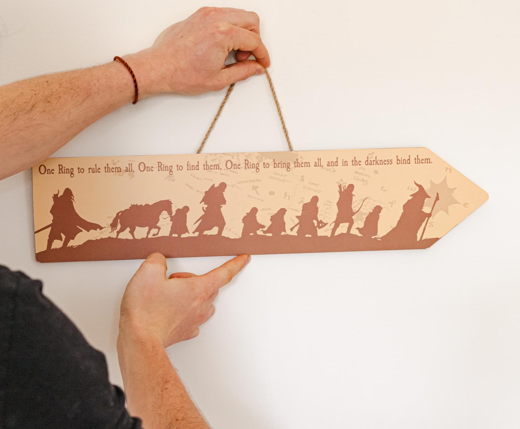 The Lord Of The Rings The Fellowship Framed Wooden Sign | 20 x 5 Inches