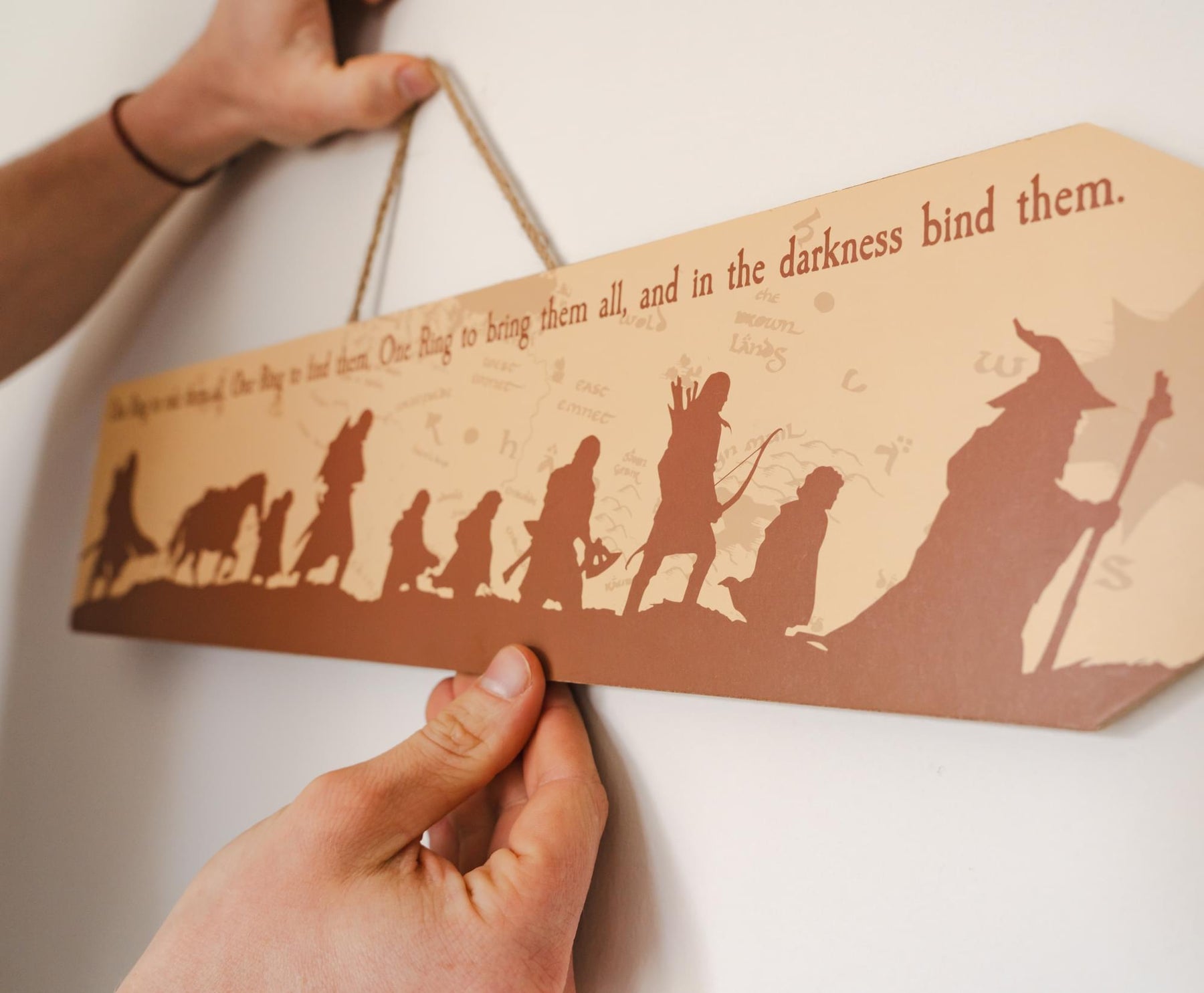 The Lord Of The Rings The Fellowship Framed Wooden Sign | 20 x 5 Inches