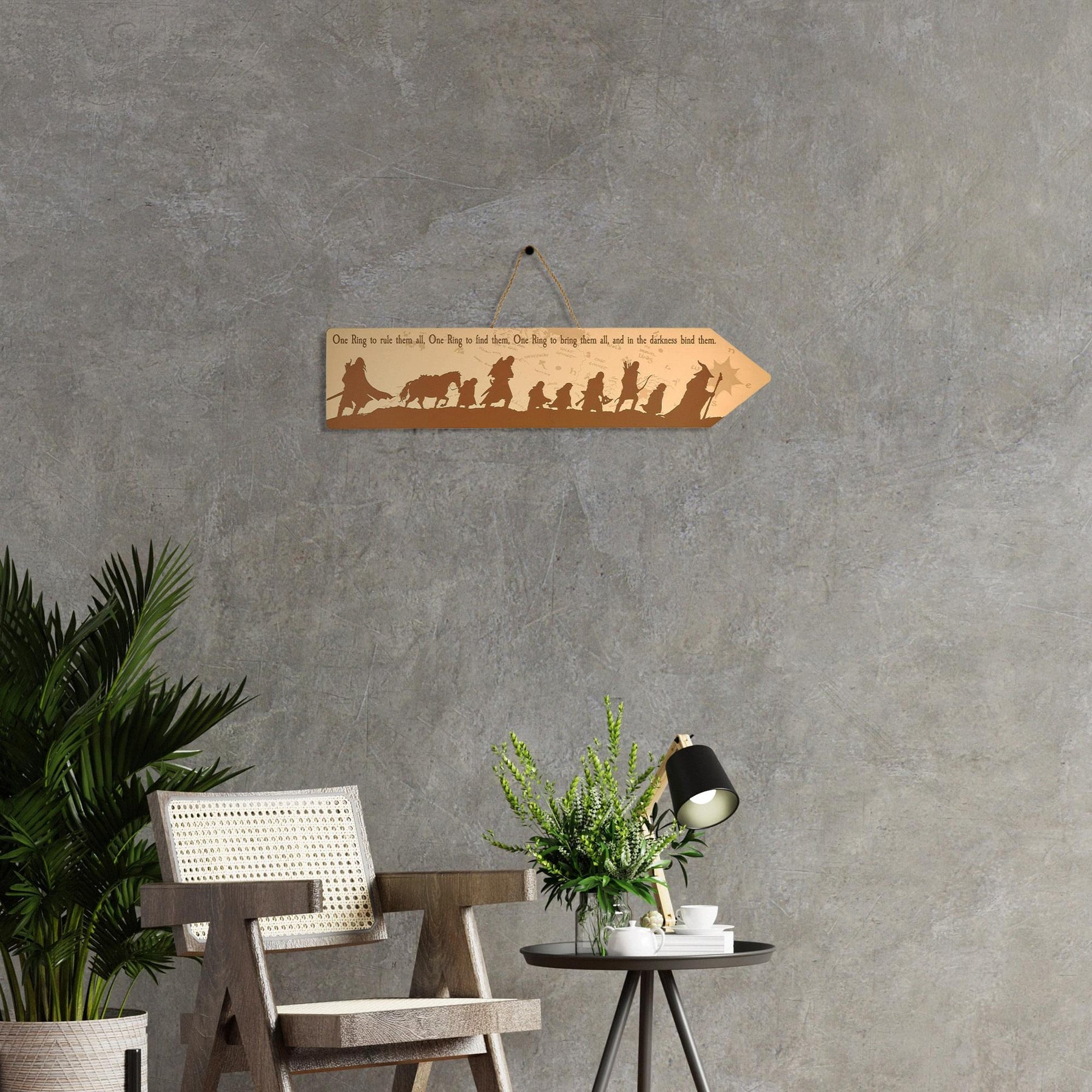 The Lord Of The Rings The Fellowship Framed Wooden Sign | 20 x 5 Inches