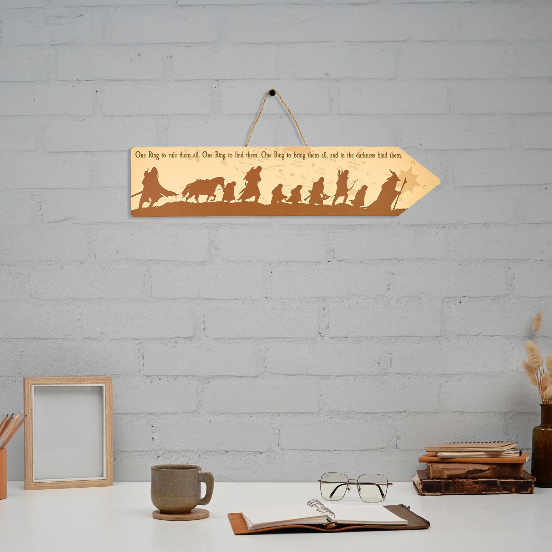 The Lord Of The Rings The Fellowship Framed Wooden Sign | 20 x 5 Inches