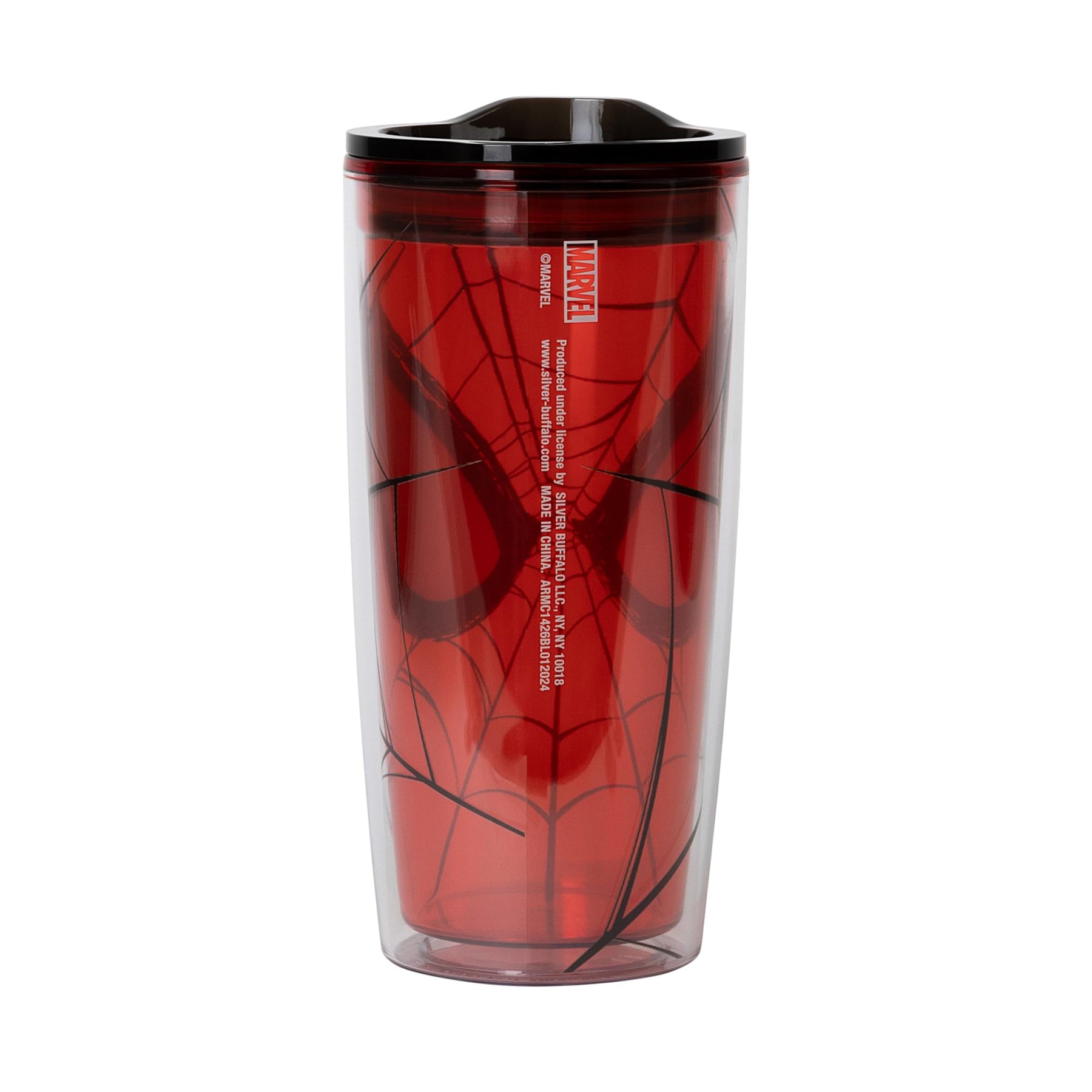 Marvel Spider-Man Face Plastic Travel Tumbler With Lid | Holds 20 Ounces