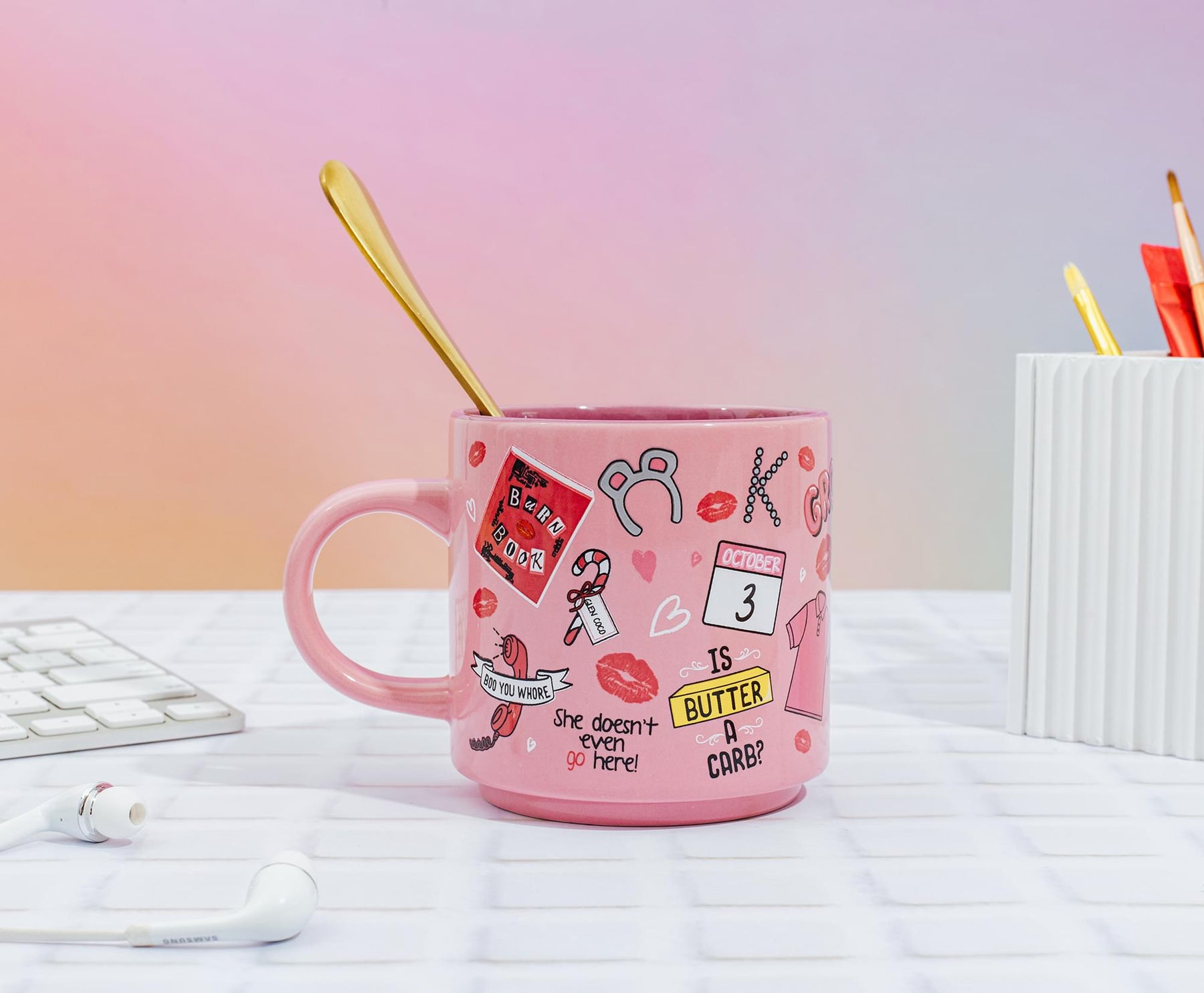 Mean Girls Icons Pink Ceramic Mug | Holds 13 Ounces