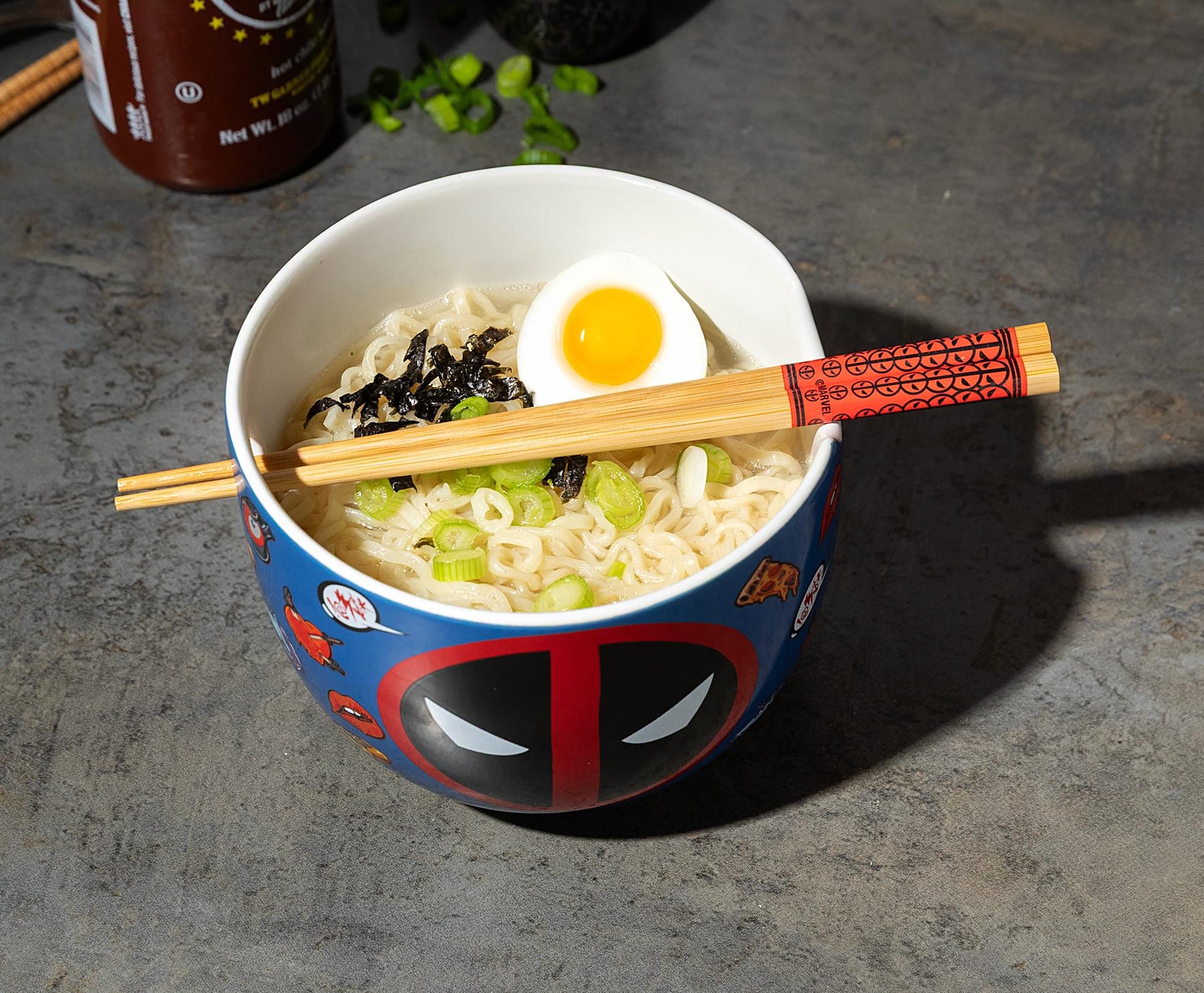 Marvel Deadpool Iconography 20-Ounce Ramen Bowl and Chopstick Set