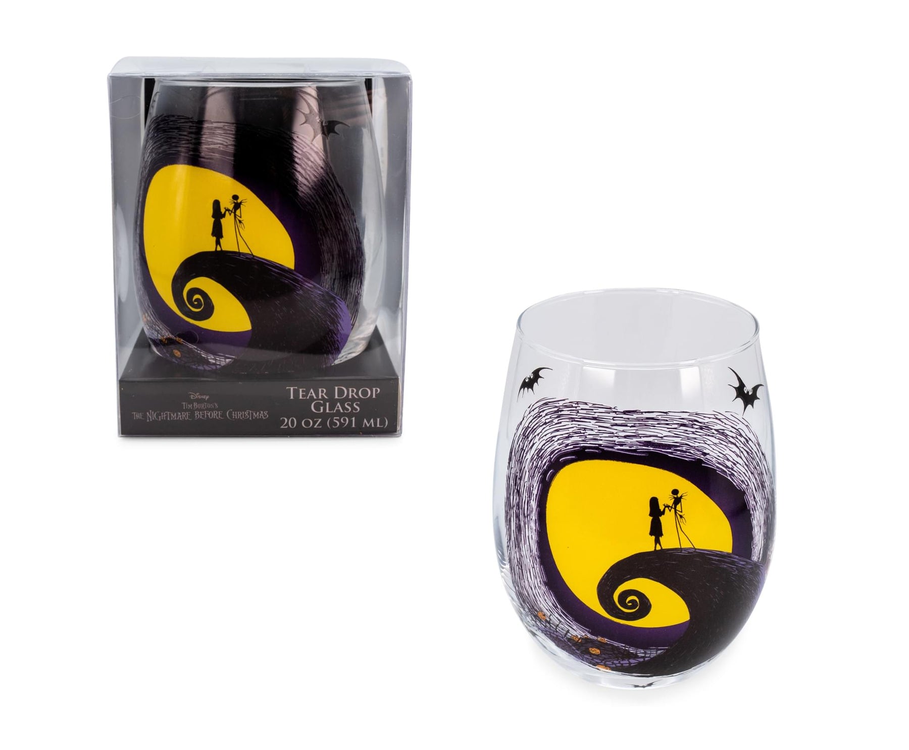 Disney The Nightmare Before Christmas Jack & Sally on Spiral Hill Stemless Glass