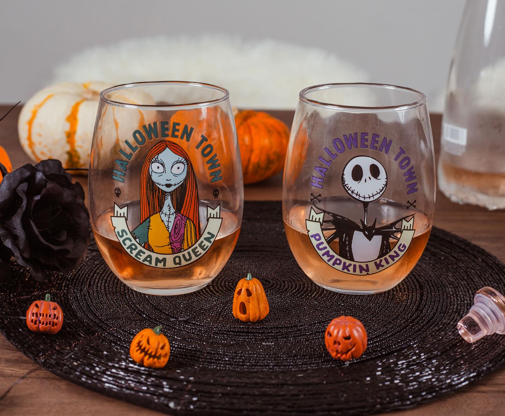 Disney The Nightmare Before Christmas 20-Ounce Stemless Wine Glasses | Set of 2