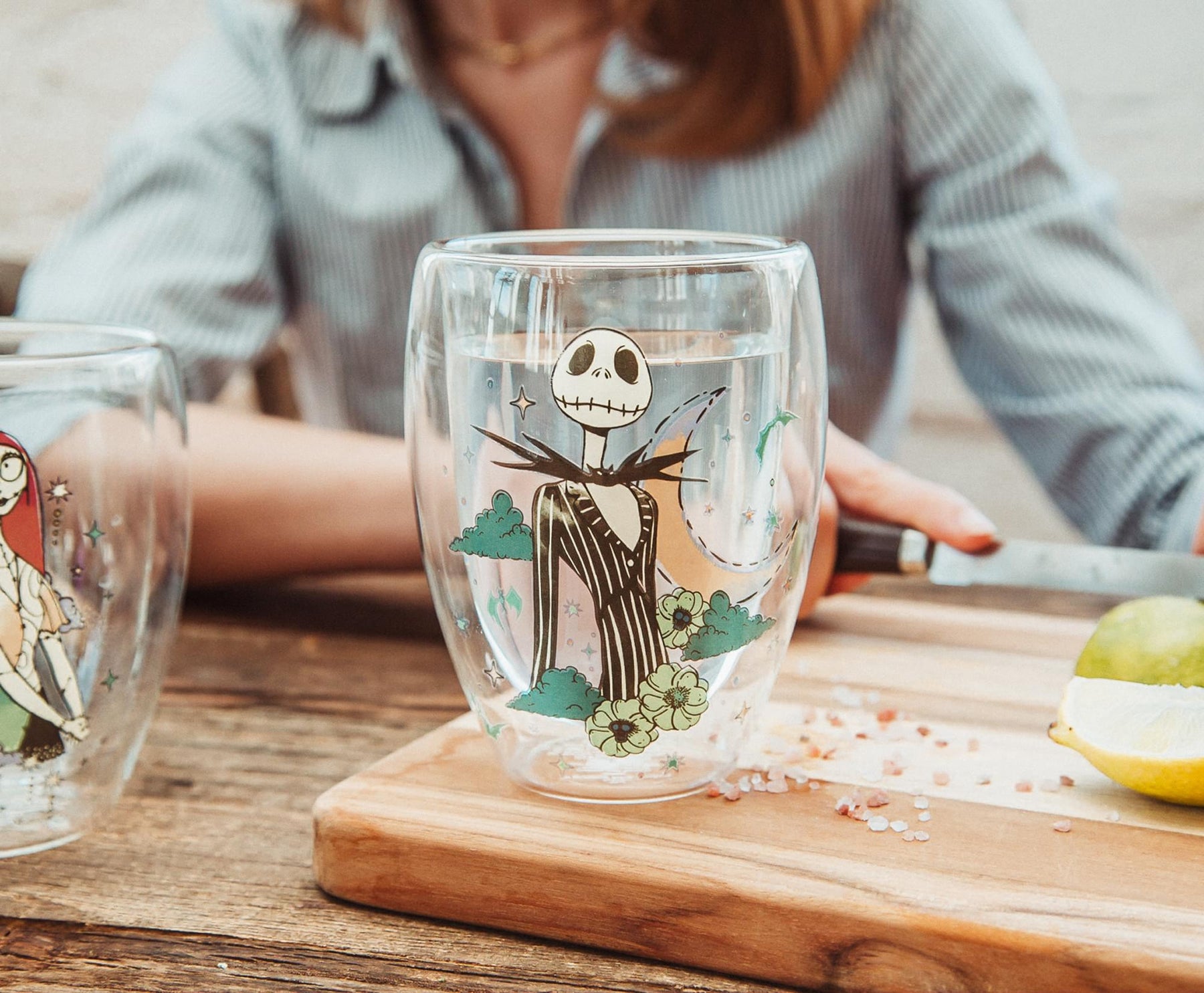 Disney The Nightmare Before Christmas Jack and Sally Stemless Glasses | Set of 2