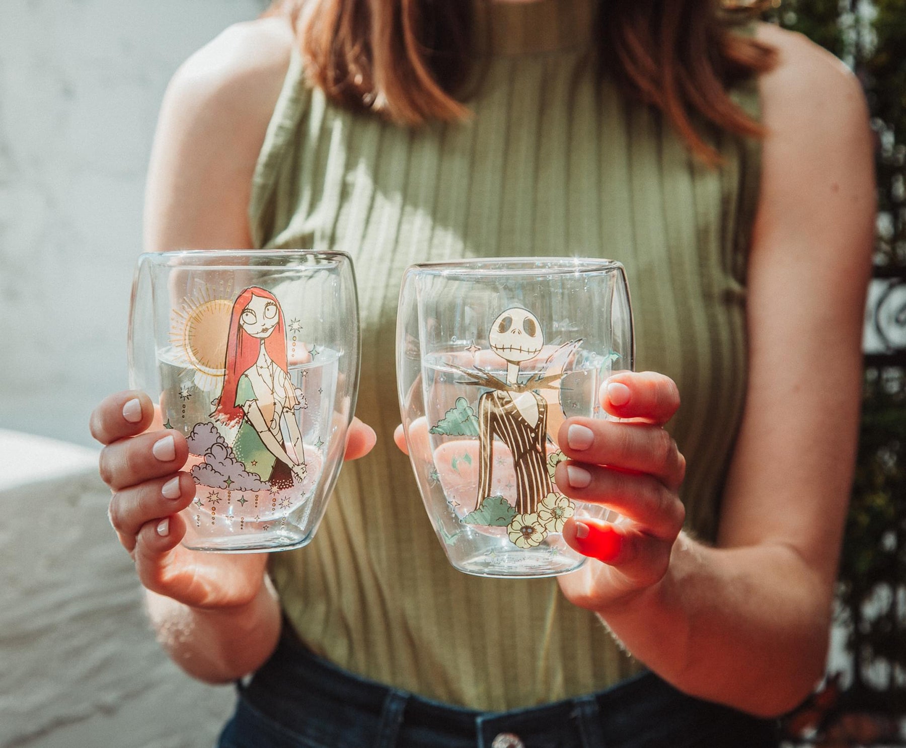 Disney The Nightmare Before Christmas Jack and Sally Stemless Glasses | Set of 2