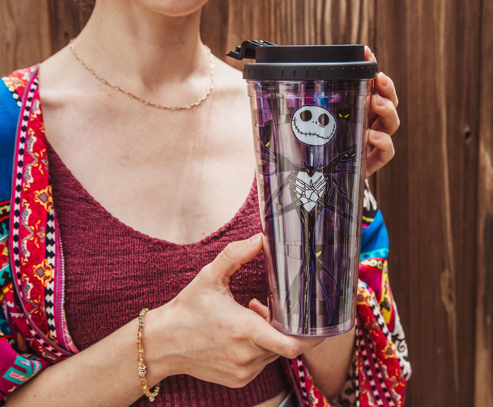 Disney The Nightmare Before Christmas Jack Skellington Plastic Travel Tumbler With Lid