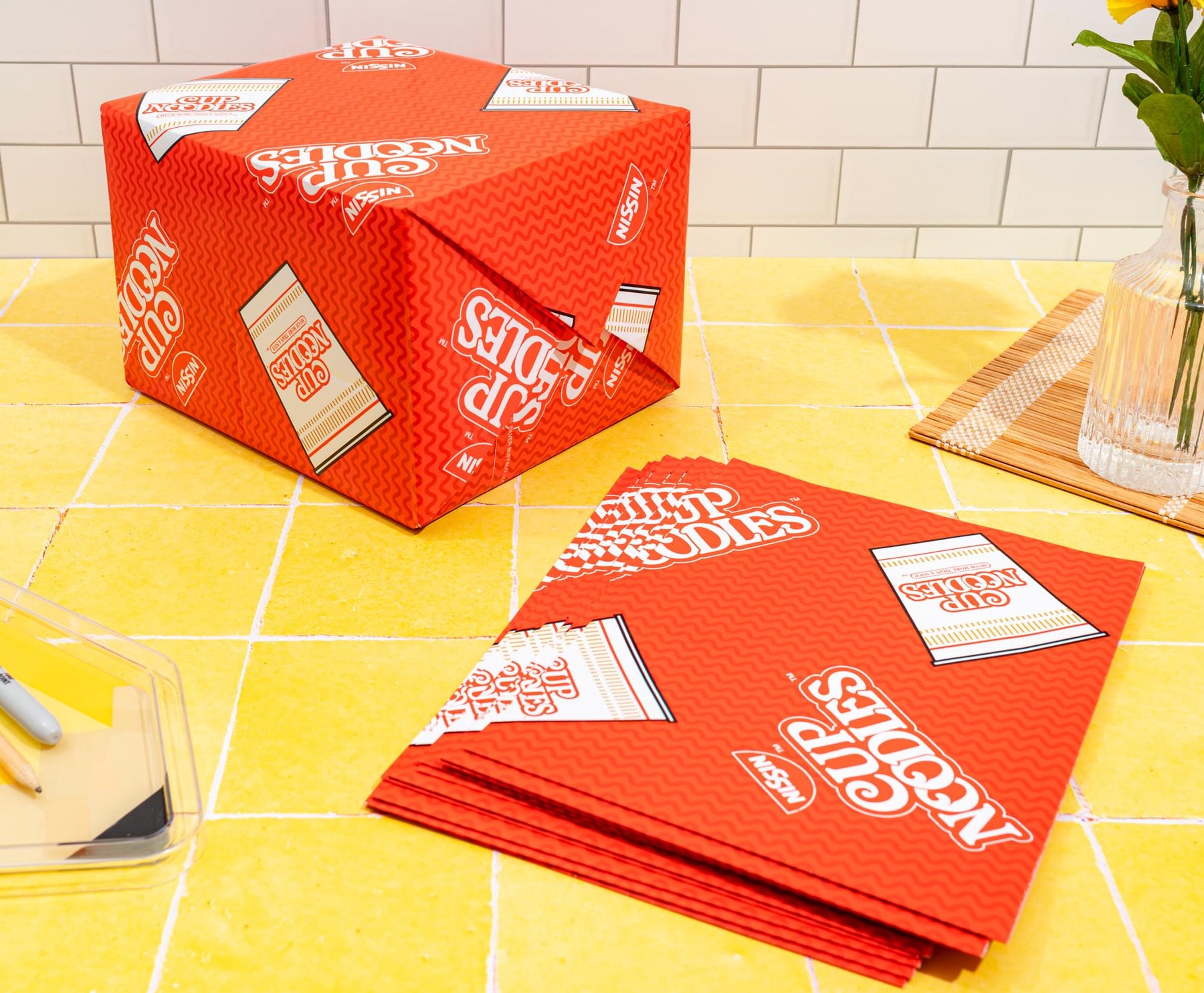 Nissin Cup Noodles Logo 12-Piece Wrapping Paper Set | 20 x 30 Inches