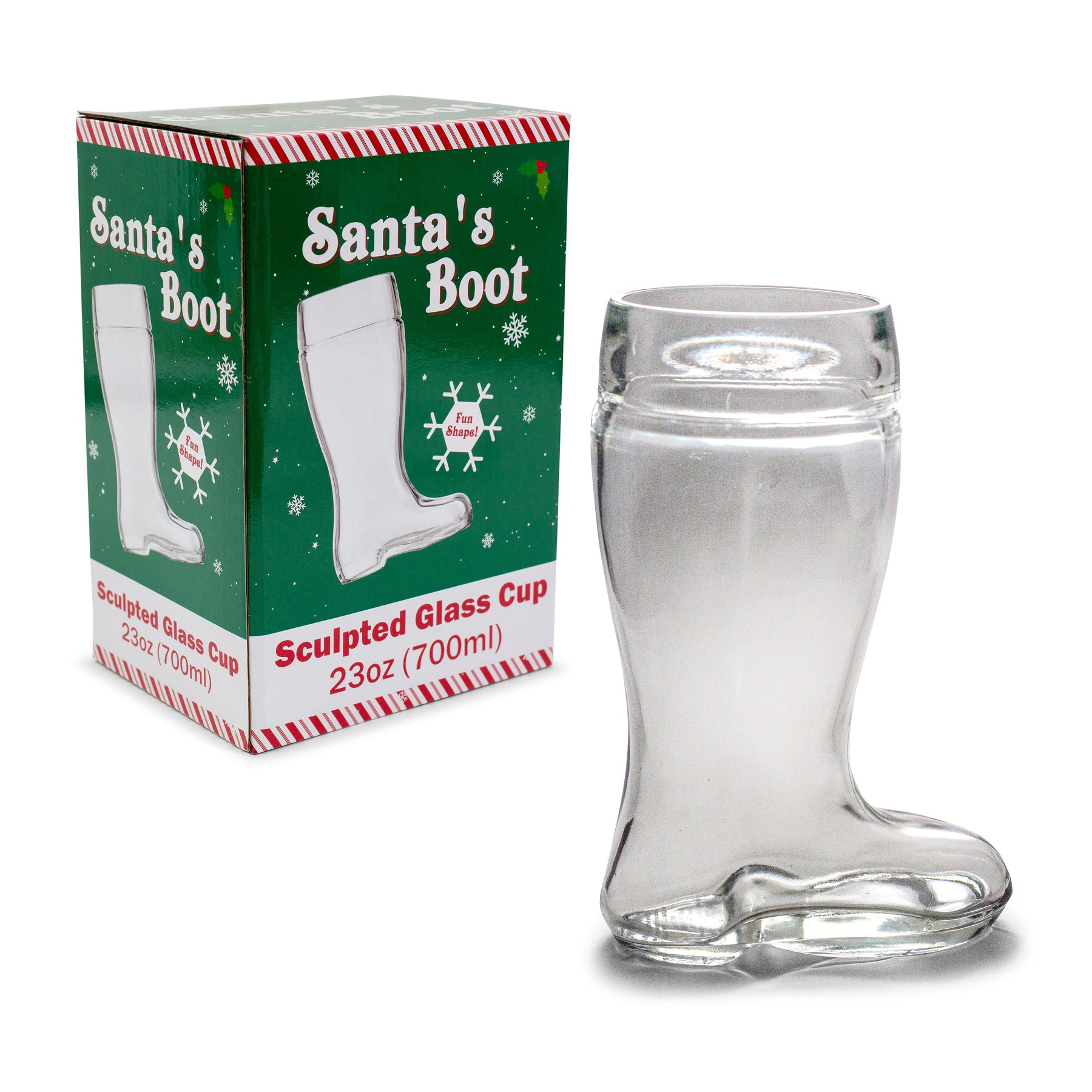 Santa Claus Boot Sculpted Glass Cup | Holds 23 Ounces