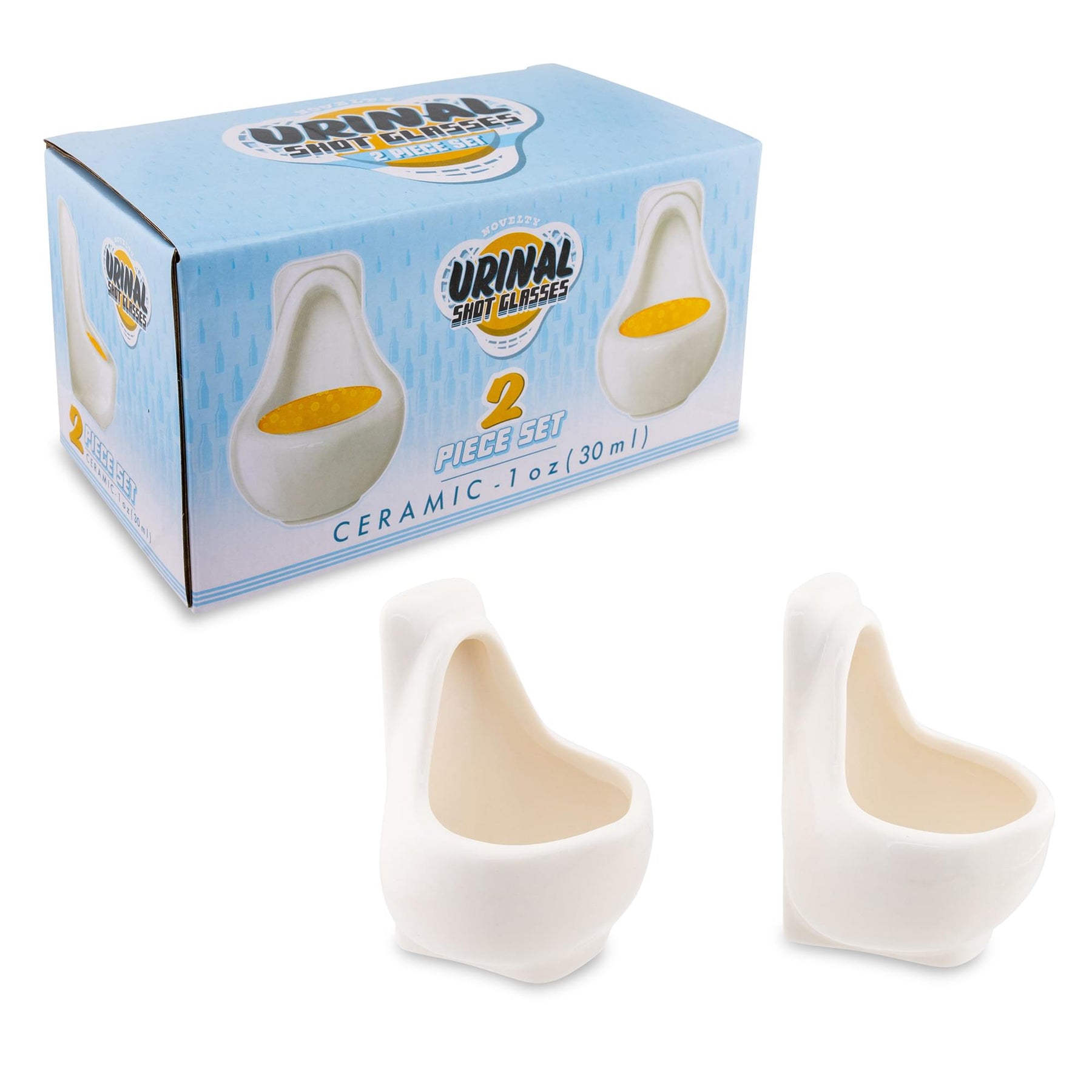 Urinal 1-Ounce Sculpted Ceramic Shot Glasses | Set of 2