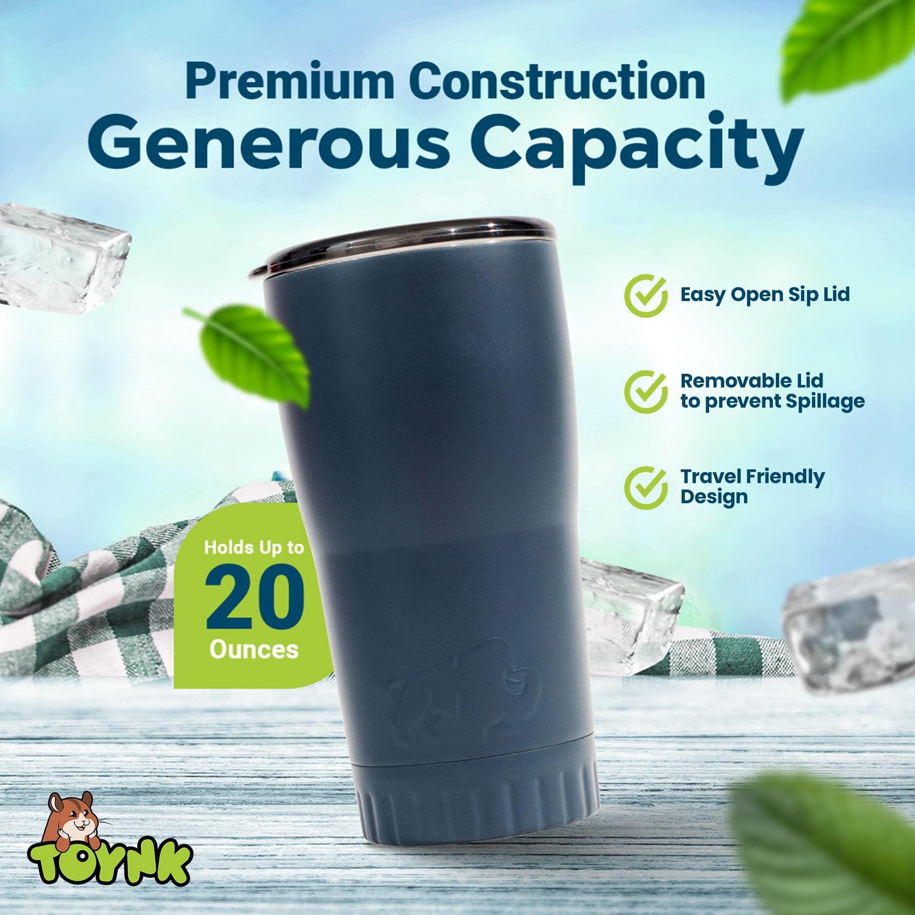 Matte Gray Stainless Steel Tumbler With Open-Sip Lid | Holds 20 Ounces