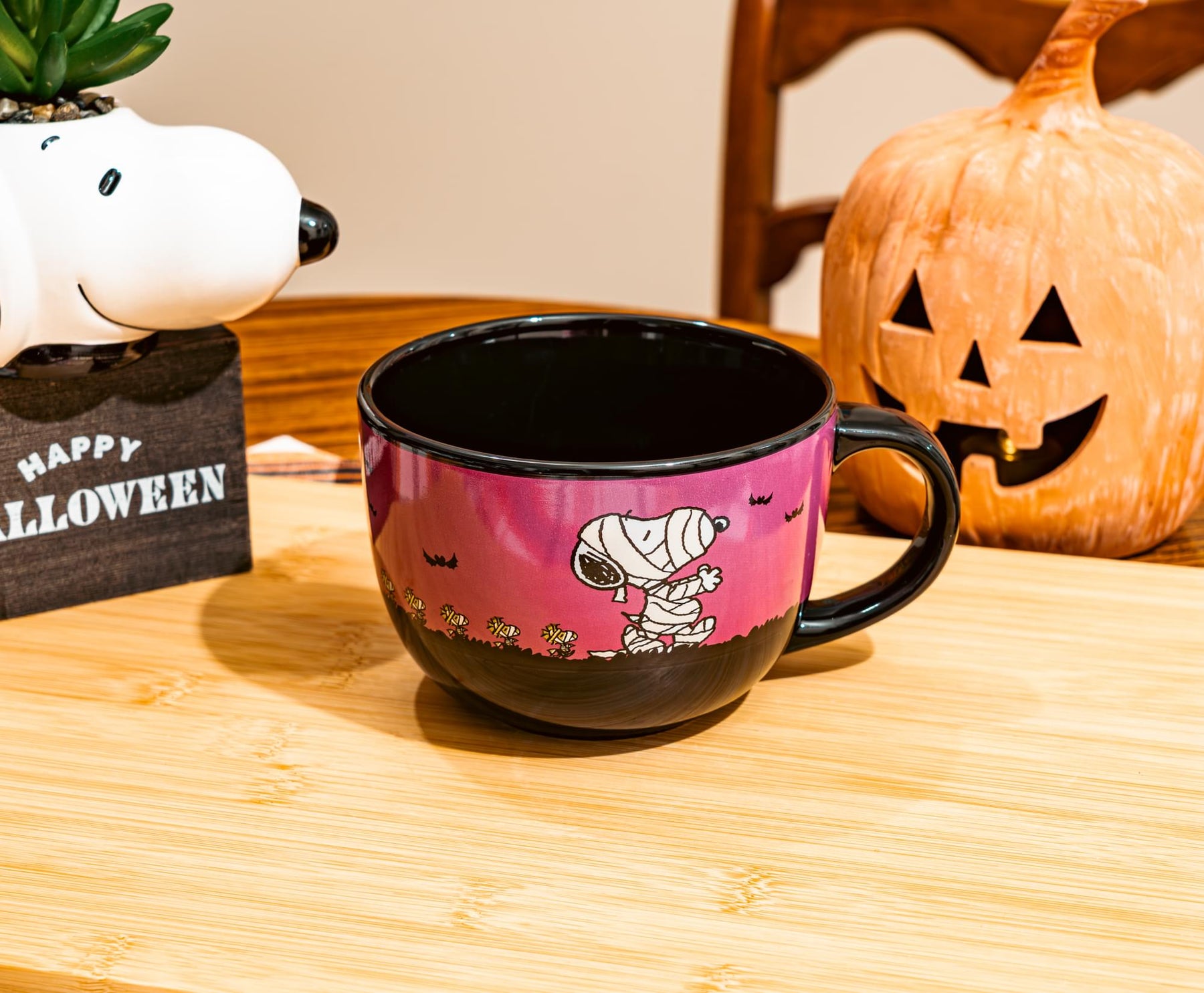 Peanuts Halloween Mummy Snoopy and Woodstock Ceramic Soup Mug | Holds 24 Ounces
