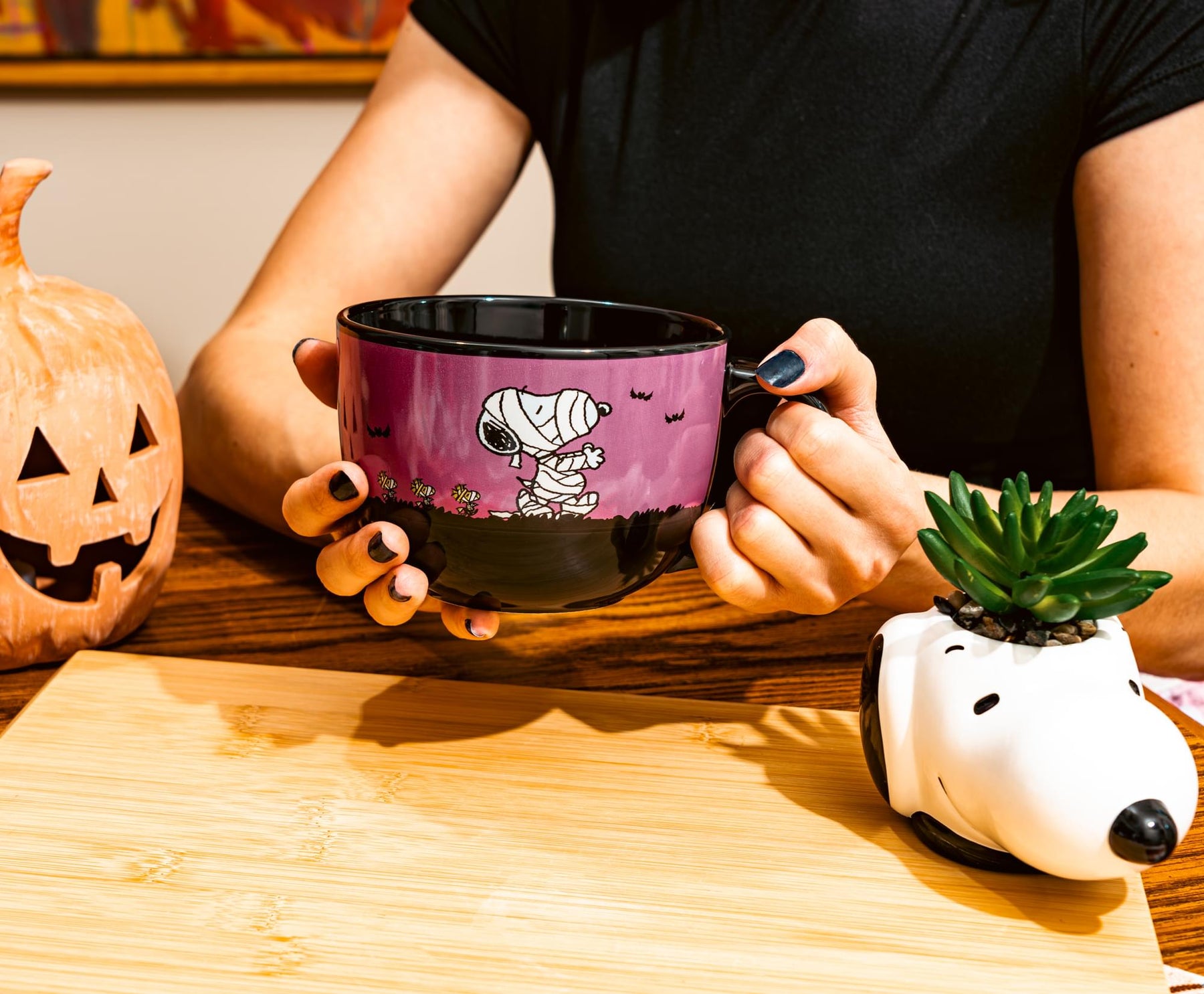 Peanuts Halloween Mummy Snoopy and Woodstock Ceramic Soup Mug | Holds 24 Ounces