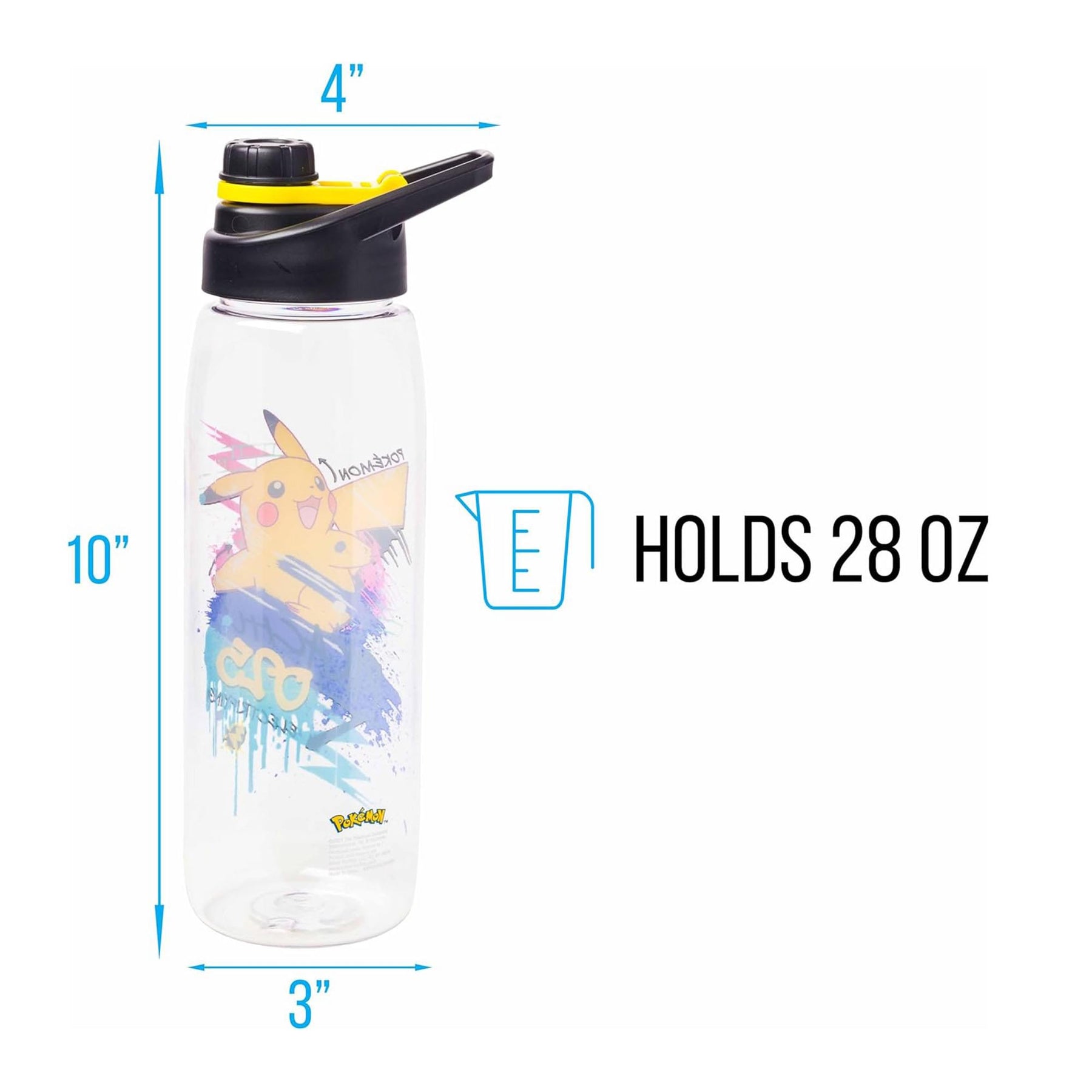 Pokemon Pikachu "Electrifying" Water Bottle With Handle Lid | Holds 28 Ounces