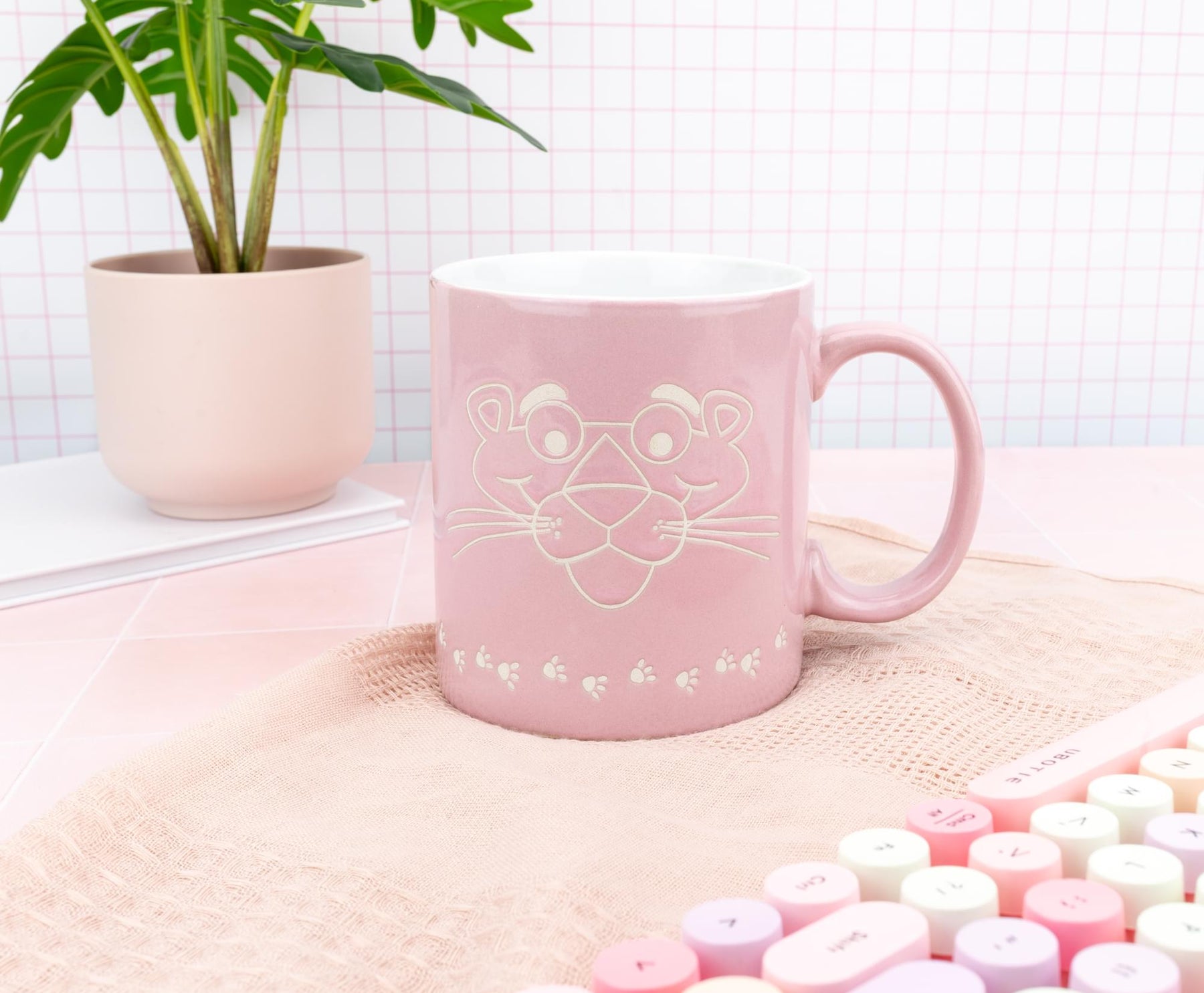 The Pink Panther Vintage Logo Wax-Resist Ceramic Mug | Holds 20 Ounces