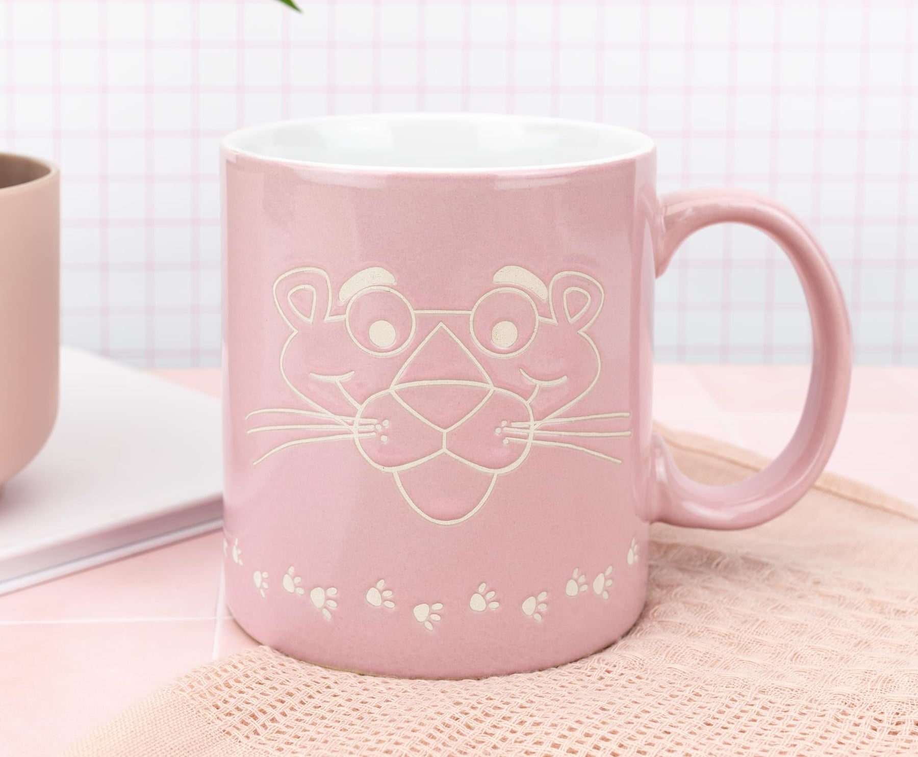 The Pink Panther Vintage Logo Wax-Resist Ceramic Mug | Holds 20 Ounces