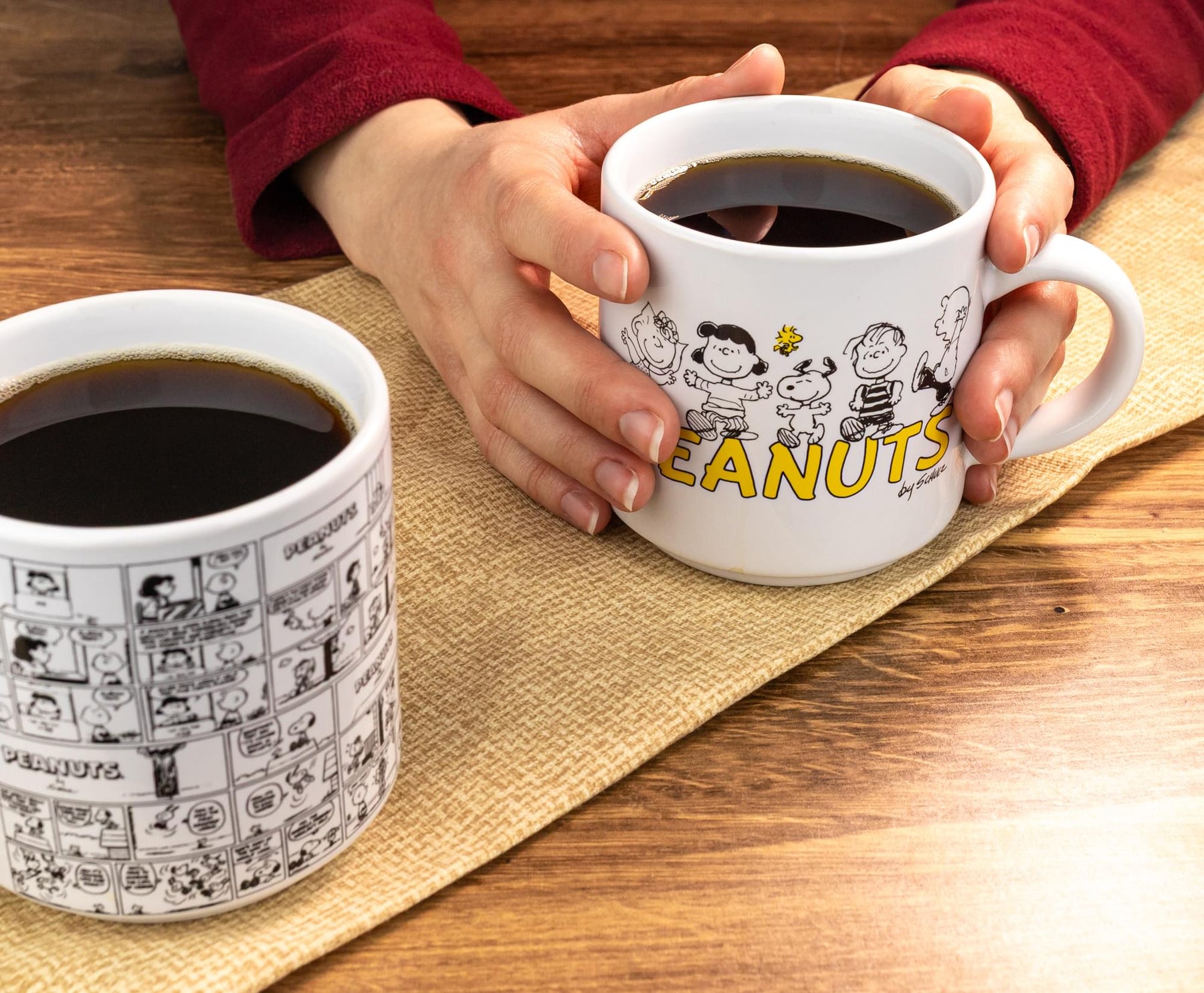 Peanuts Comic Panels 2-Piece Ceramic Stackable Mug Set | Each Holds 13 Ounces