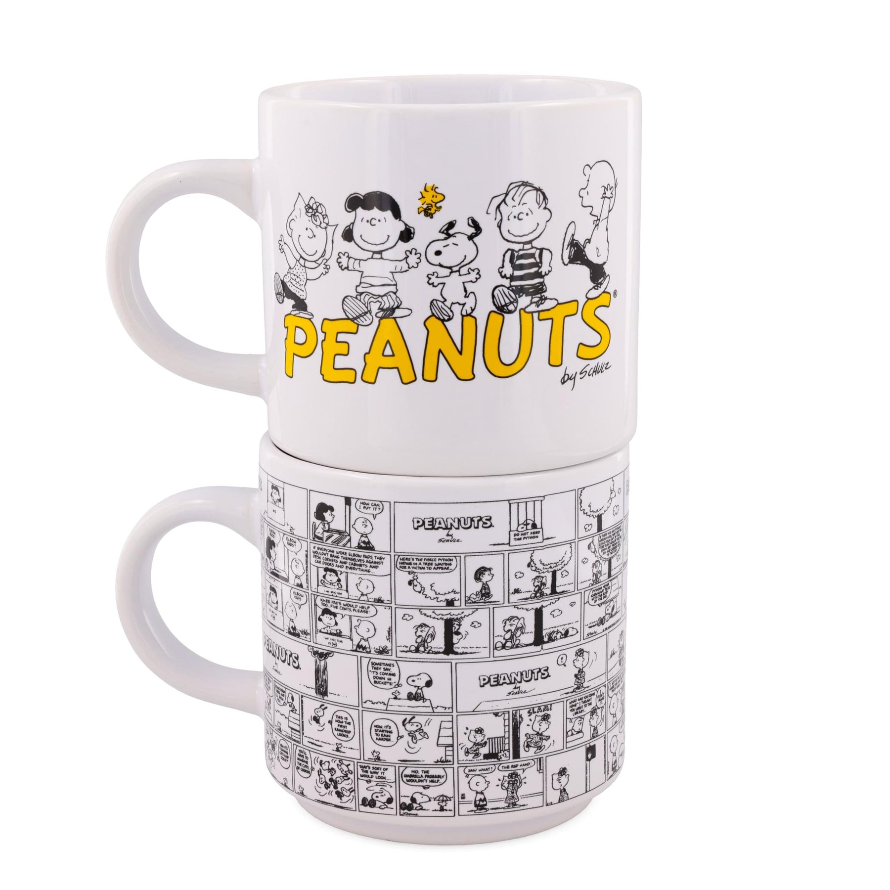 Peanuts Comic Panels 2-Piece Ceramic Stackable Mug Set | Each Holds 13 Ounces