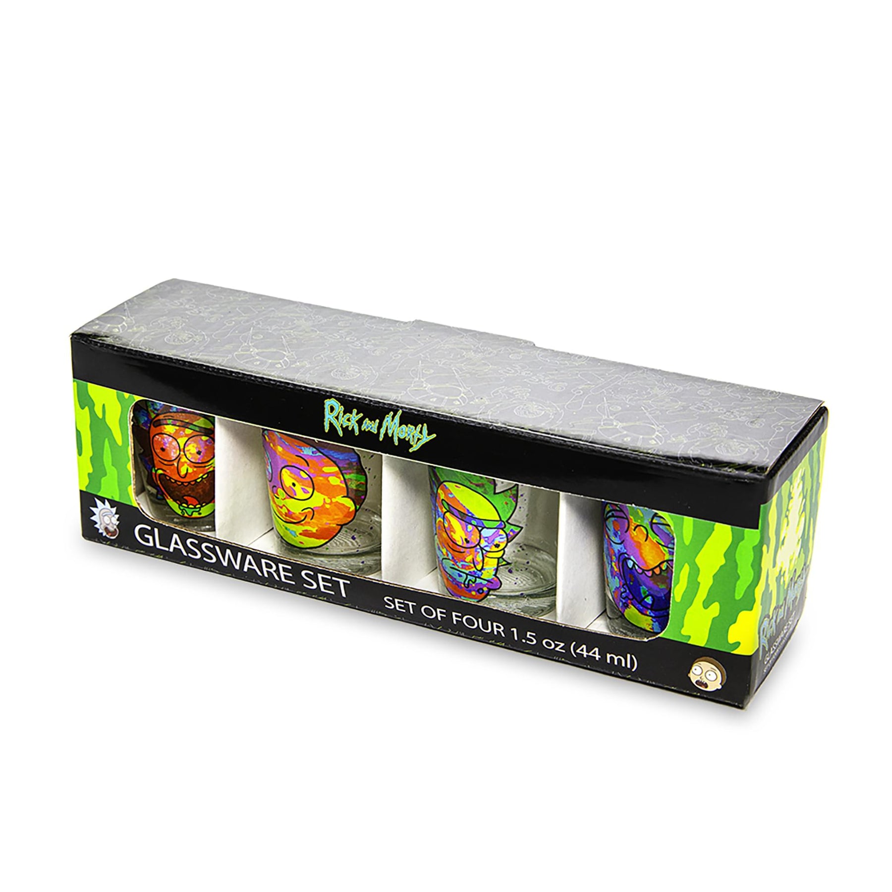 Rick and Morty Colorful Faces 2-Ounce Mini Shot Glasses | Set of 4