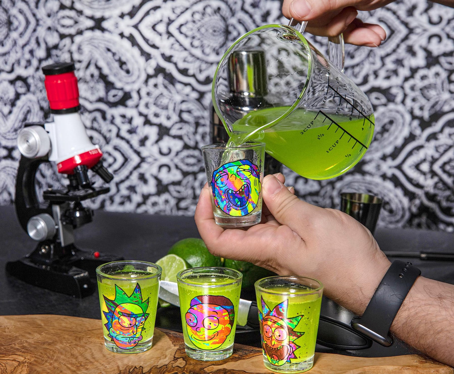 Rick and Morty Colorful Faces 2-Ounce Mini Shot Glasses | Set of 4