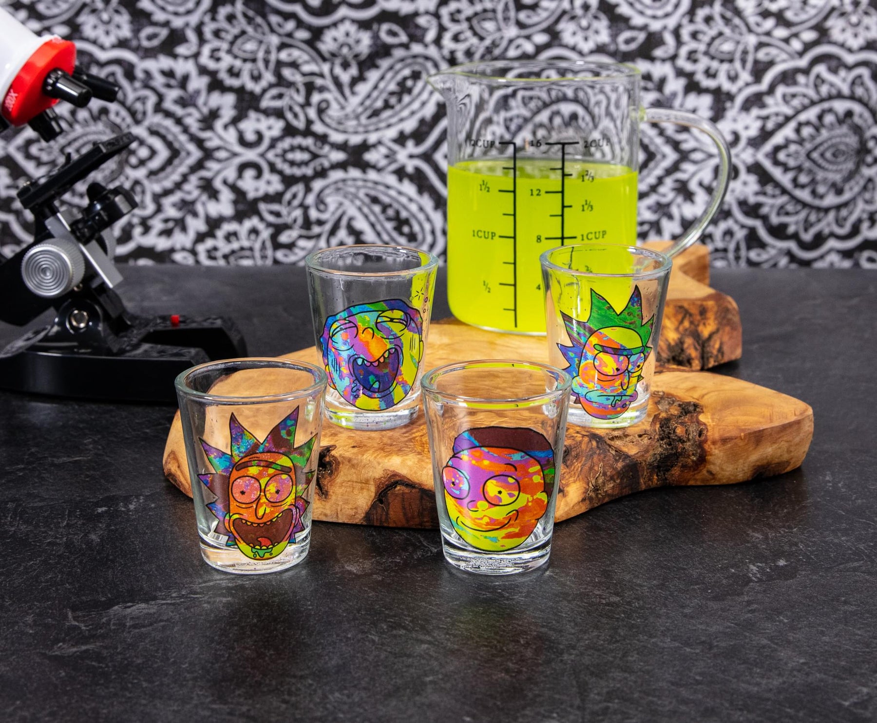 Rick and Morty Colorful Faces 2-Ounce Mini Shot Glasses | Set of 4
