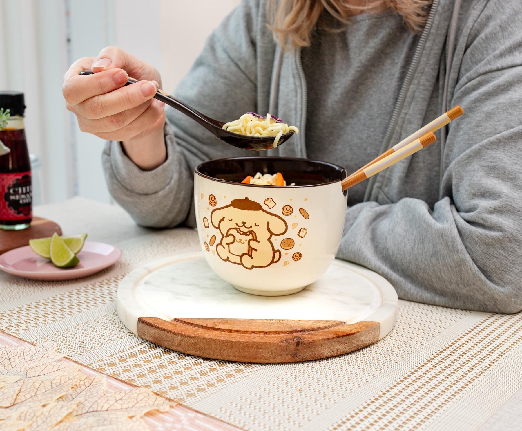 Sanrio Pompompurin 20-Ounce Ramen Bowl With Chopsticks and Spoon