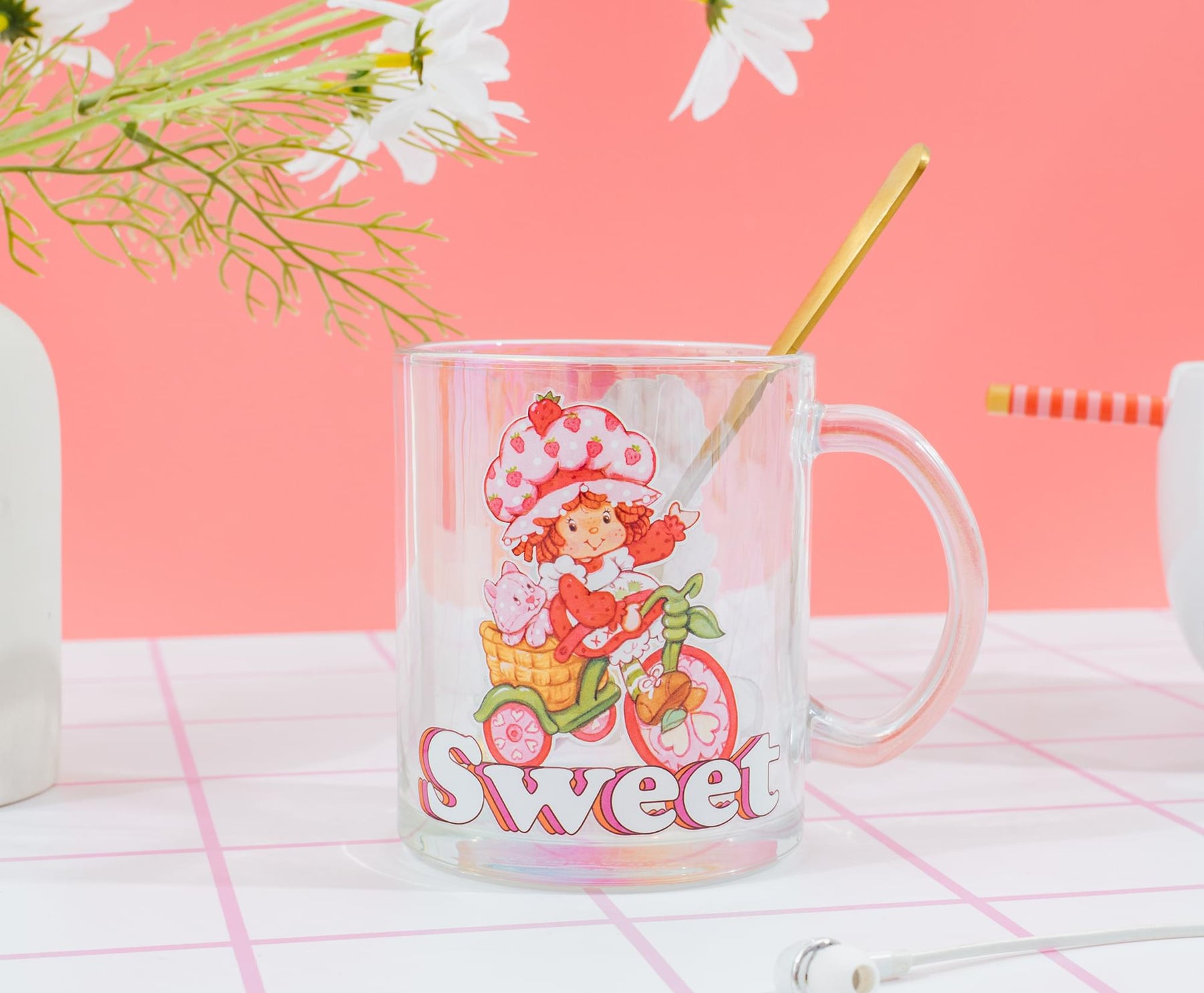 Strawberry Shortcake "Sweet" Glass Mug | Holds 18 Ounces