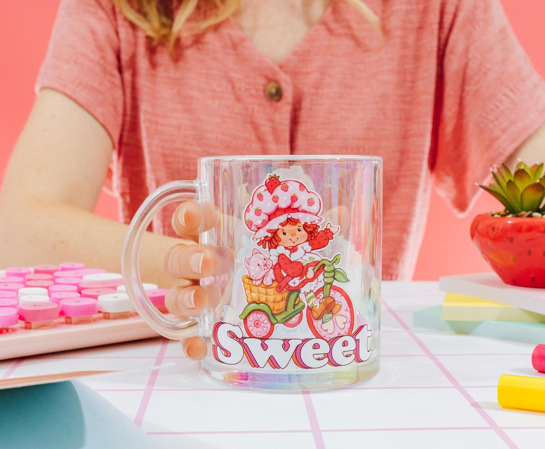 Strawberry Shortcake "Sweet" Glass Mug | Holds 18 Ounces