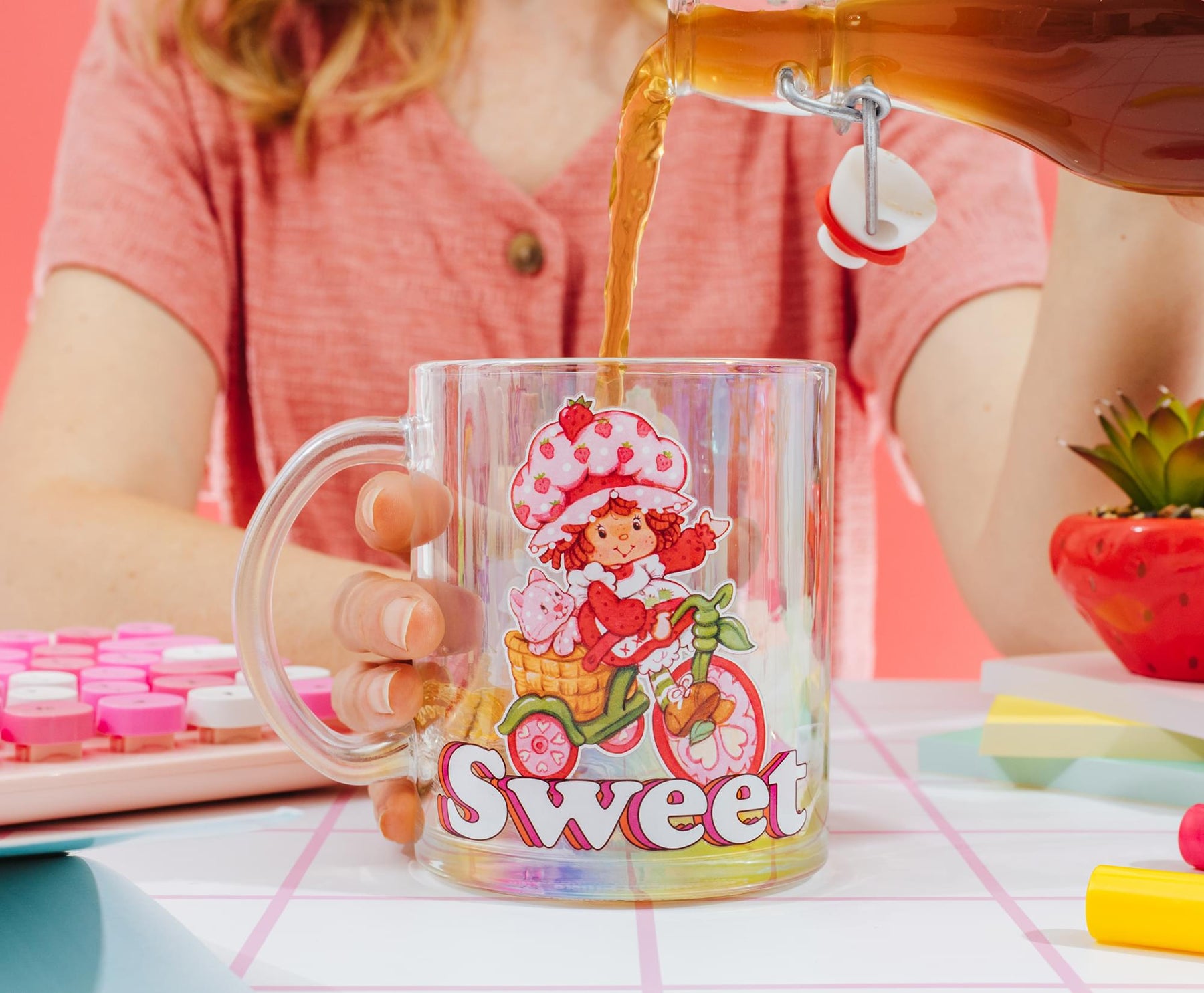 Strawberry Shortcake "Sweet" Glass Mug | Holds 18 Ounces