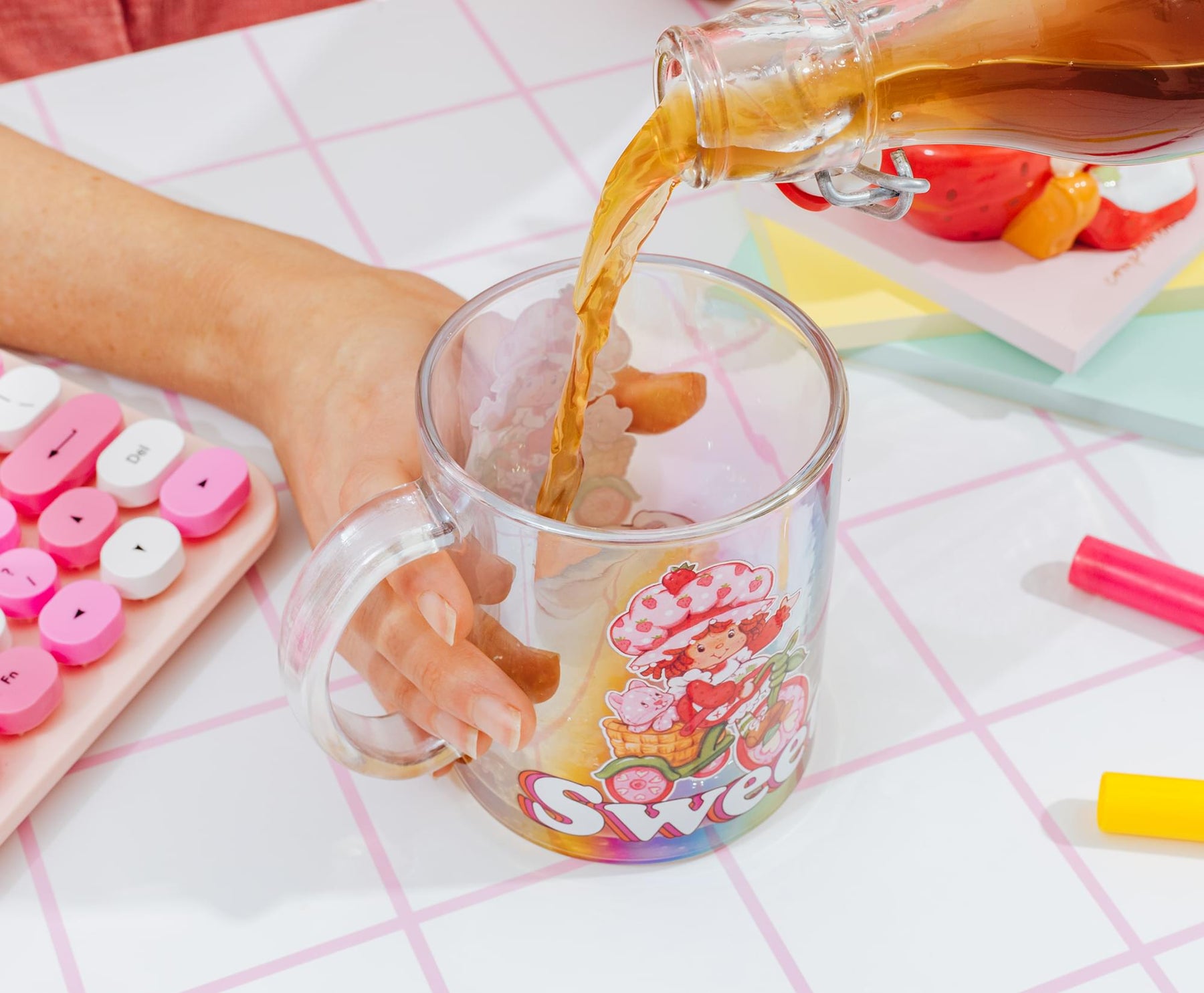 Strawberry Shortcake "Sweet" Glass Mug | Holds 18 Ounces