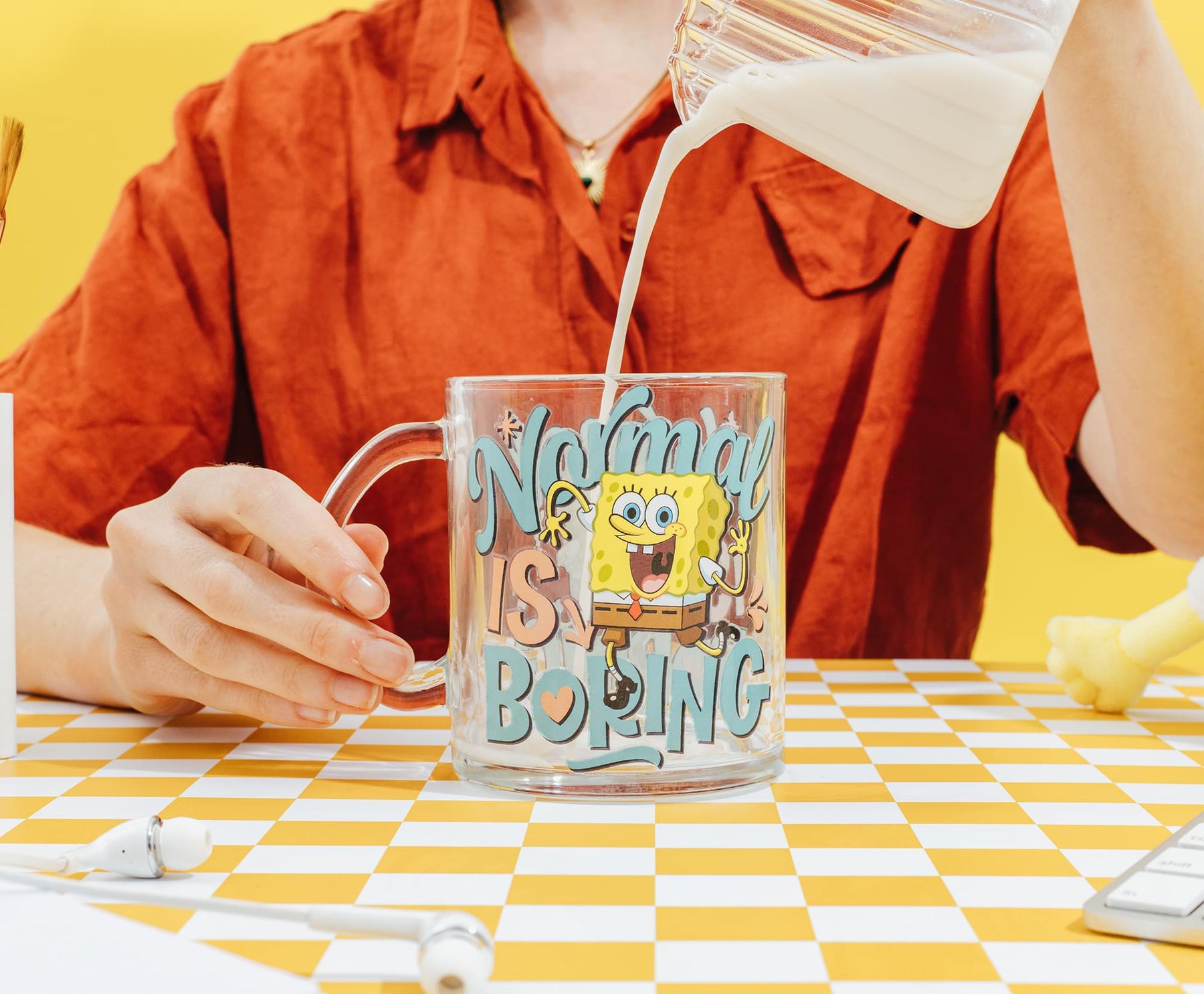 Nickelodeon SpongeBob SquarePants "Normal Is Boring" Glass Mug | Holds 18 Ounces