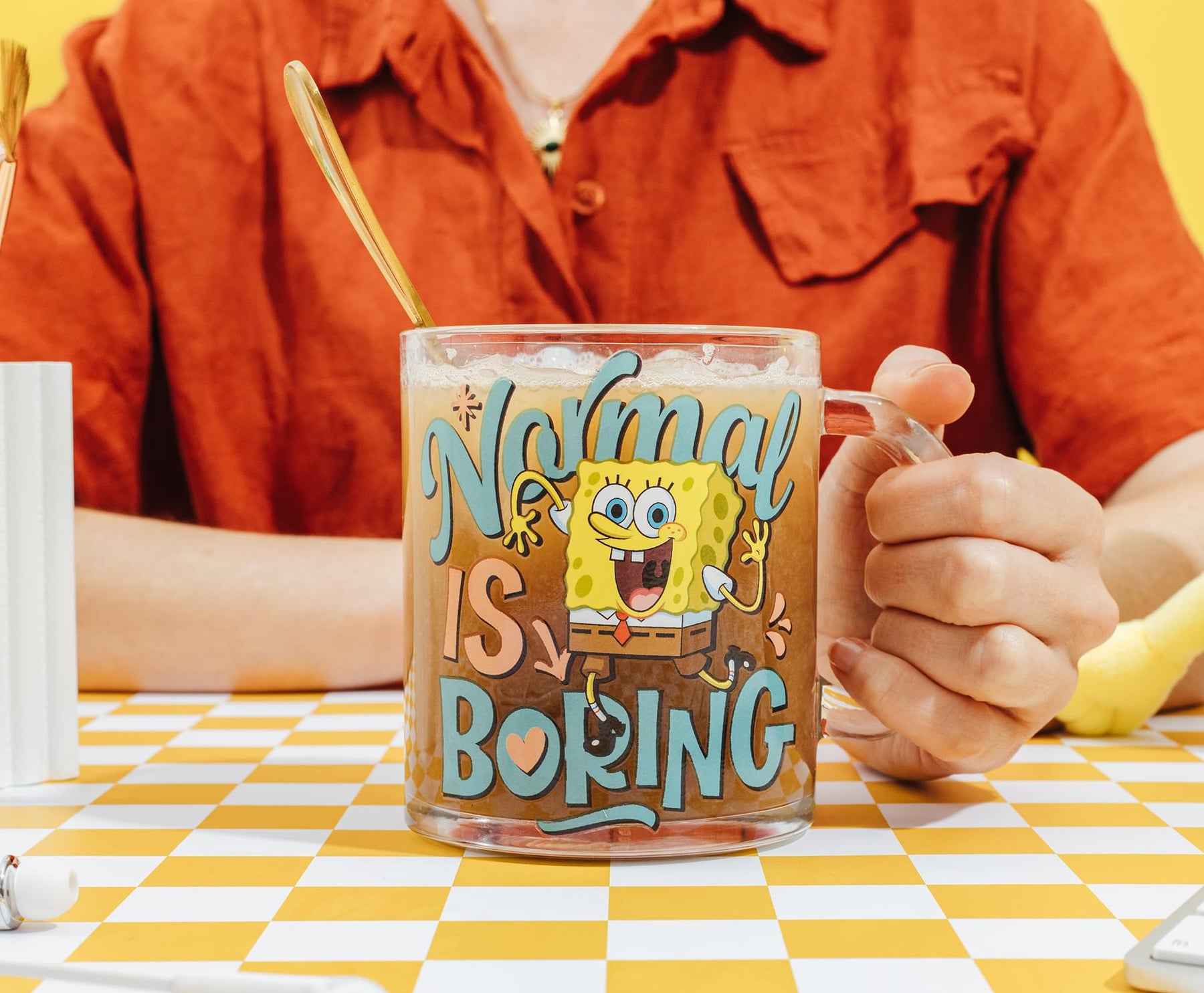 Nickelodeon SpongeBob SquarePants "Normal Is Boring" Glass Mug | Holds 18 Ounces