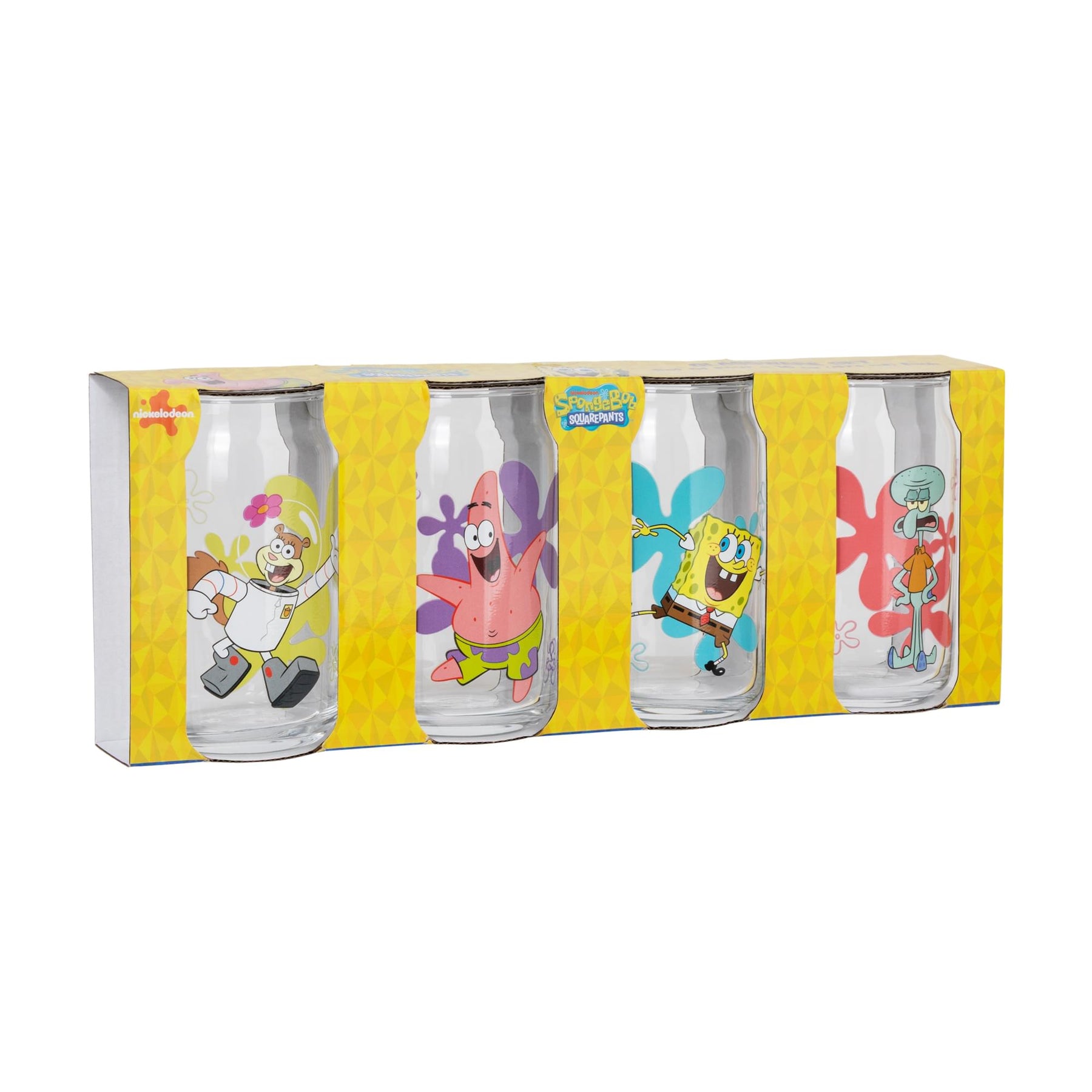 Nickelodeon SpongeBob SquarePants Characters Can-Shaped Glass Cups | Set of 4