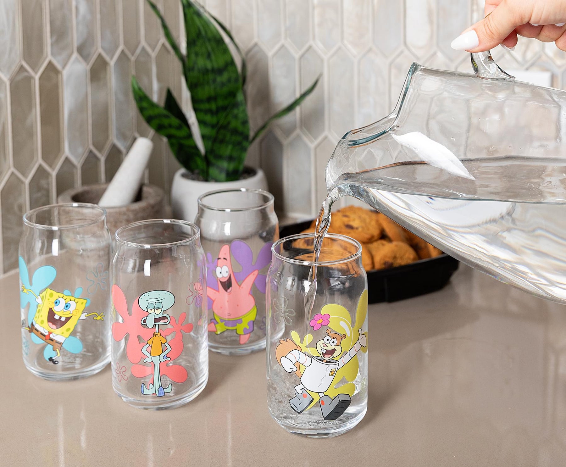 Nickelodeon SpongeBob SquarePants Characters Can-Shaped Glass Cups | Set of 4