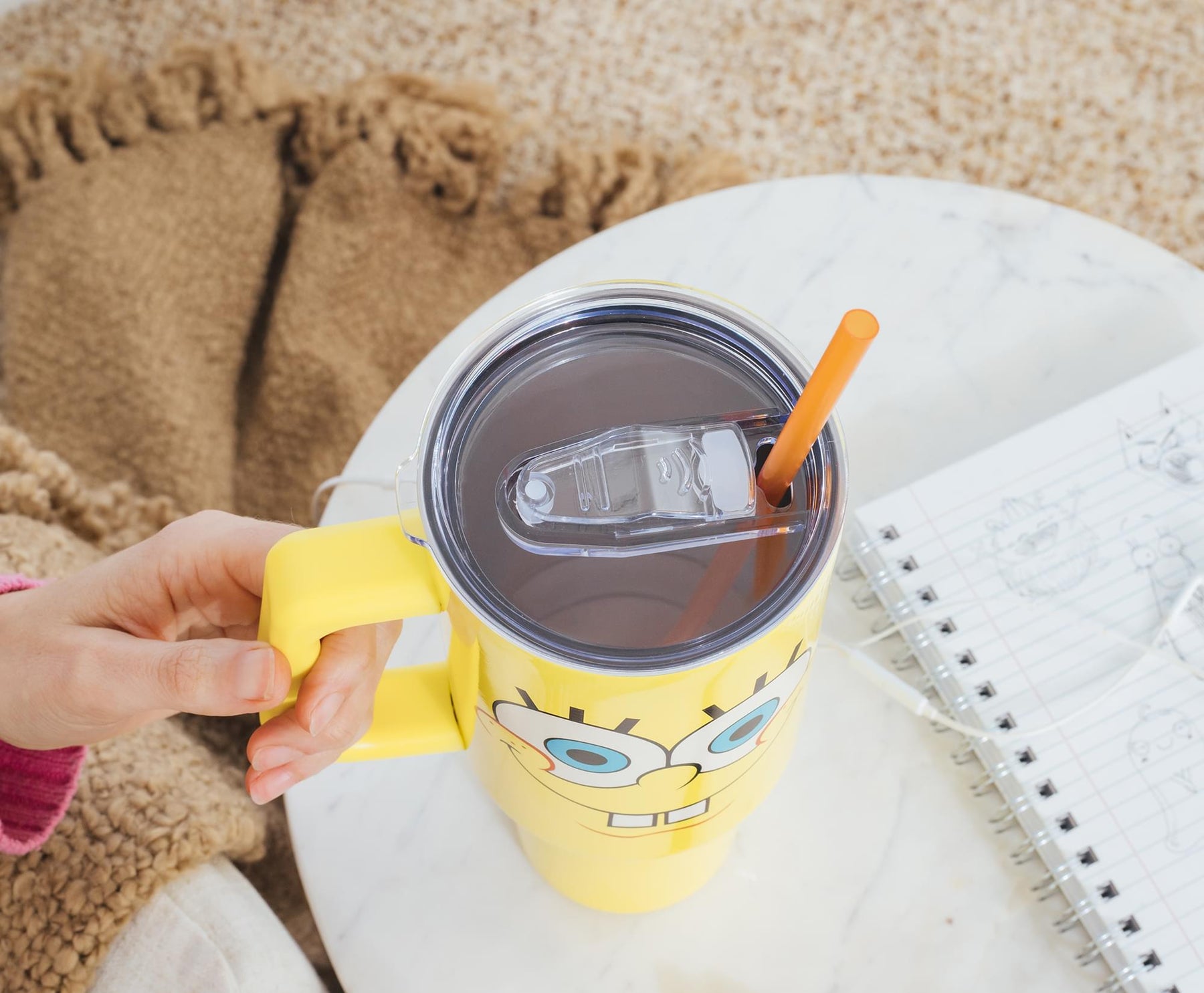 Nickelodeon SpongeBob SquarePants Face Stainless Steel Tumbler With Handle