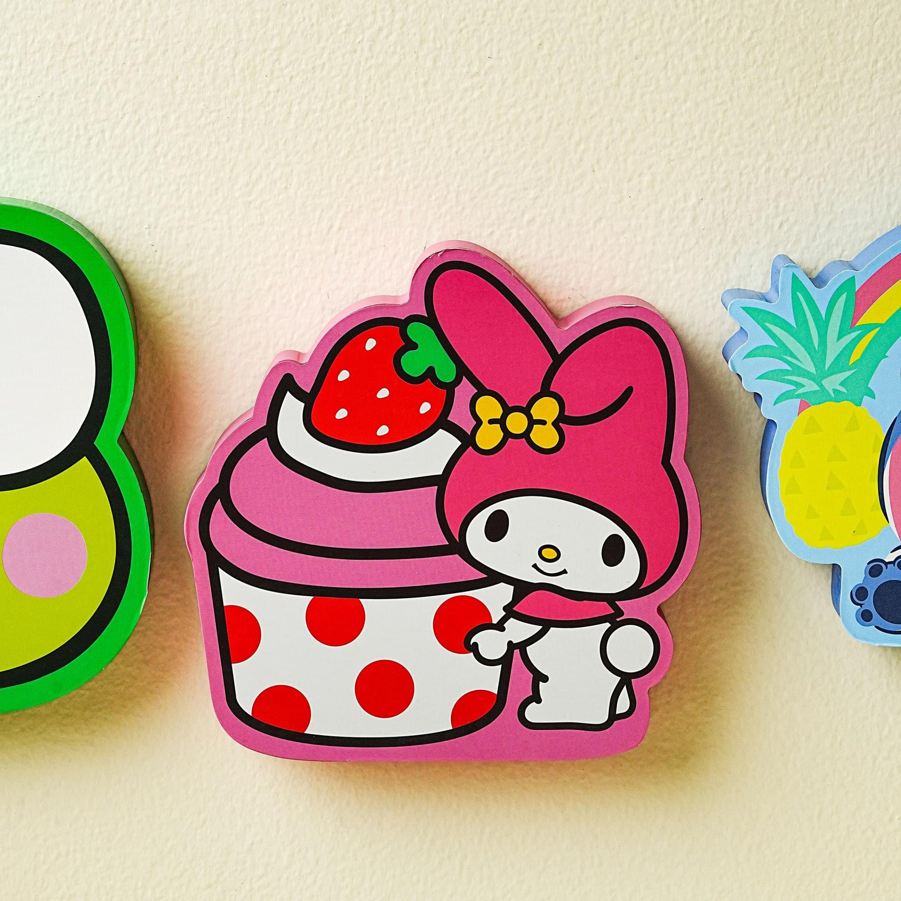 Sanrio My Melody Strawberry Cupcake Die-Cut Wooden Wall Art Sign | 7 x 8 Inches