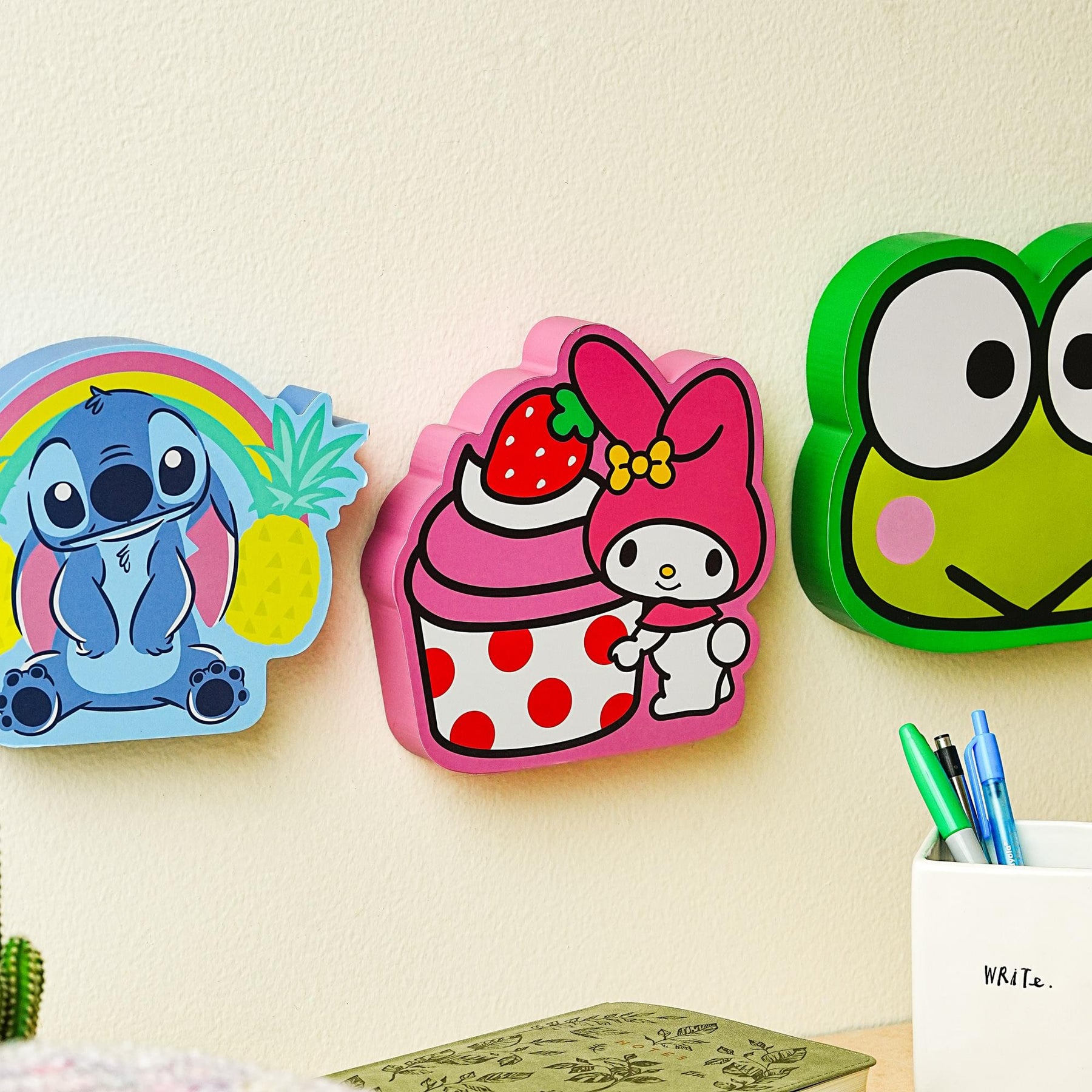 Sanrio My Melody Strawberry Cupcake Die-Cut Wooden Wall Art Sign | 7 x 8 Inches