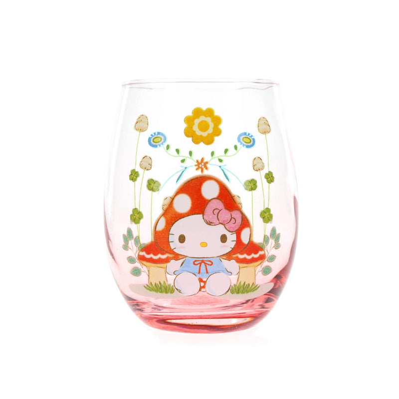 Sanrio Hello Kitty Mushroom Art Stemless Wine Glass | Holds 20 Ounces