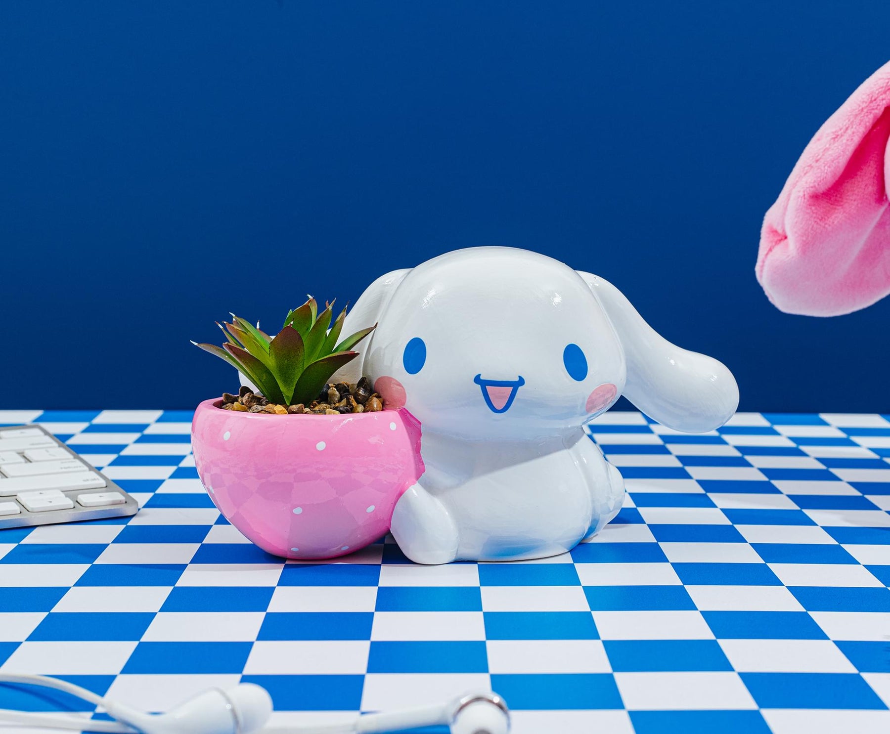 Sanrio Cinnamoroll Strawberry Ceramic Mini Planter With Artificial Succulent