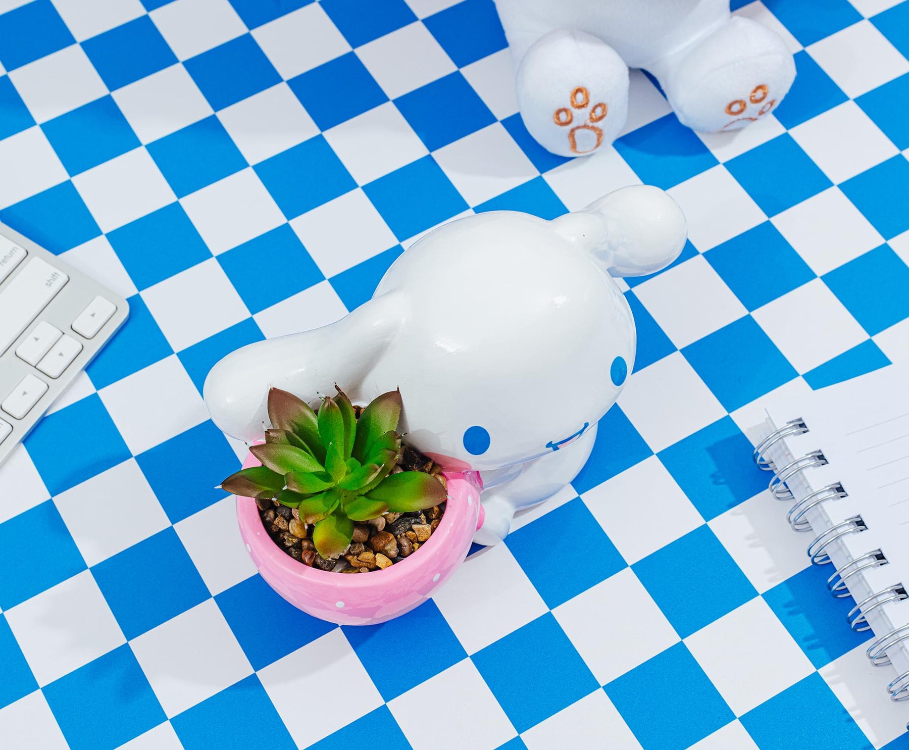 Sanrio Cinnamoroll Strawberry Ceramic Mini Planter With Artificial Succulent