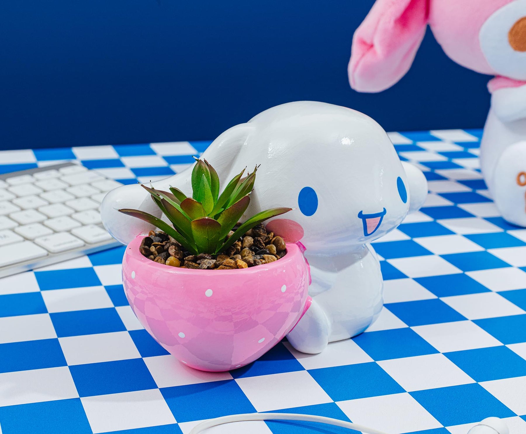 Sanrio Cinnamoroll Strawberry Ceramic Mini Planter With Artificial Succulent