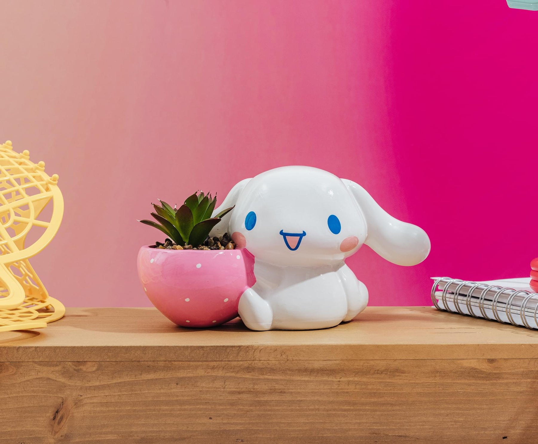 Sanrio Cinnamoroll Strawberry Ceramic Mini Planter With Artificial Succulent
