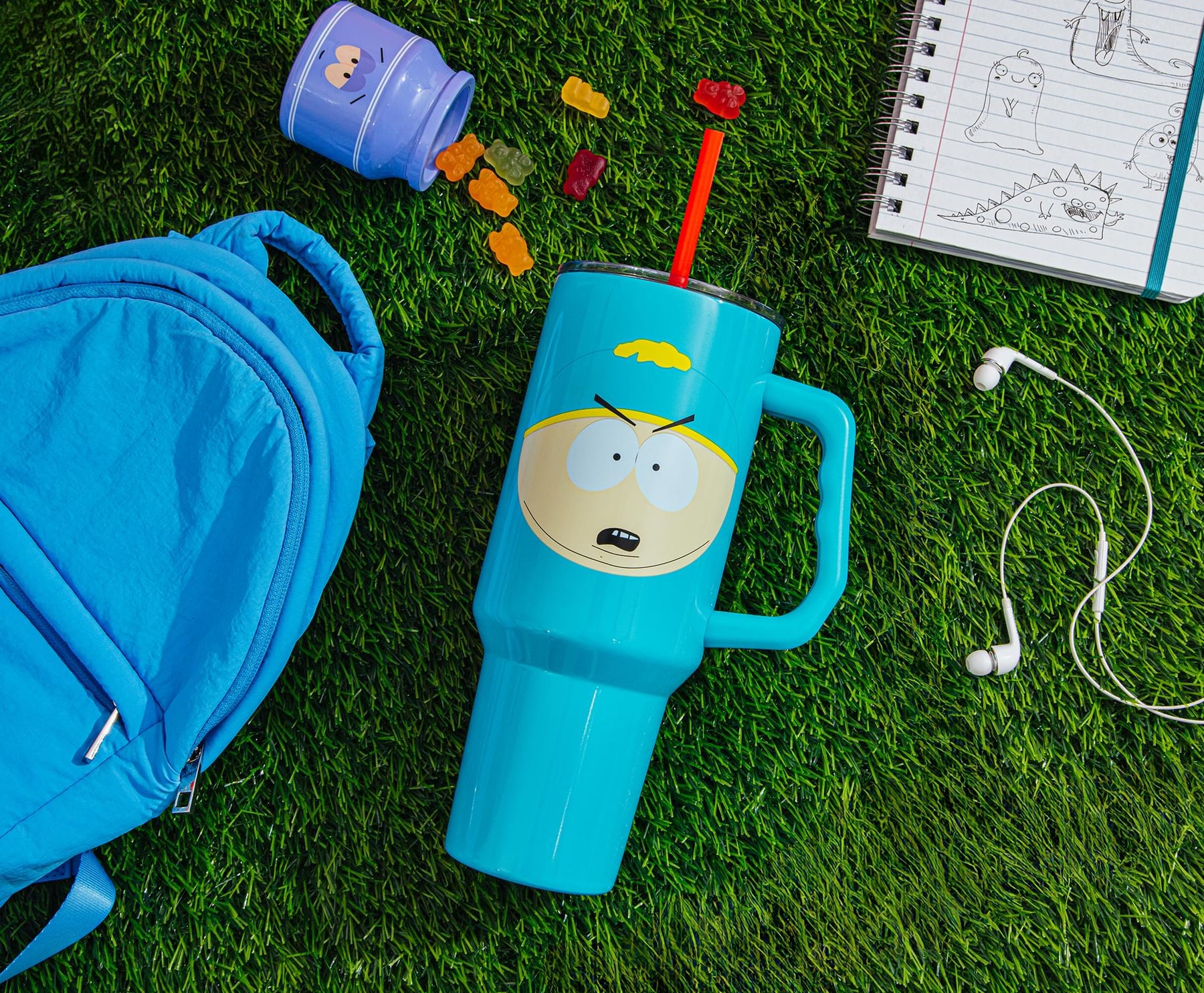 South Park Cartman Face Stainless Steel Tumbler With Handle | Holds 40 Ounces