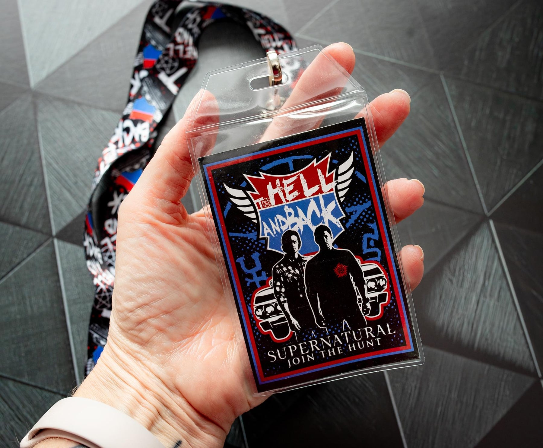 Supernatural "Hell and Back" Lanyard With Badge Holder and Anti-Possession Charm